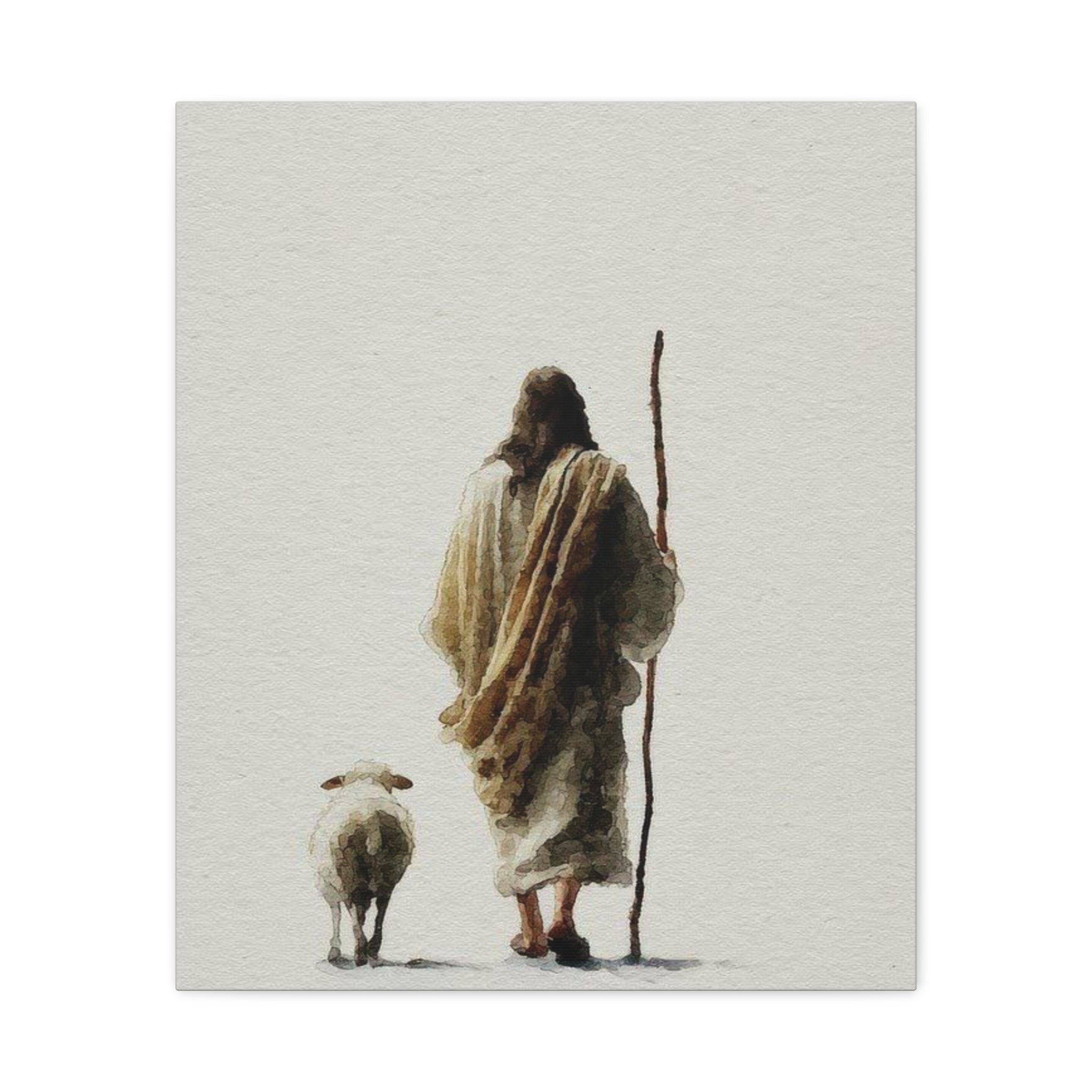Christian Shepherd Canvas Print – Jesus With Lamb Matte Stretched Wall Art