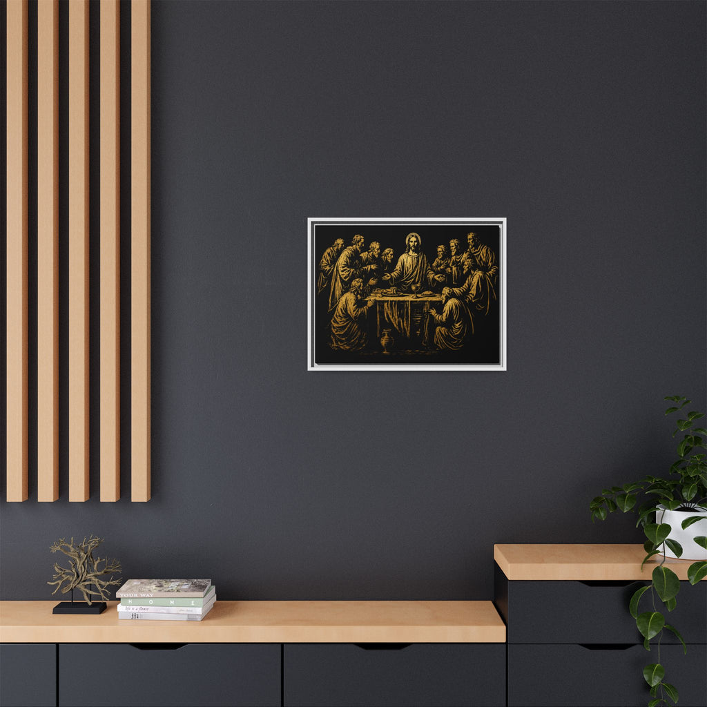Framed Matte Canvas - The Last Supper Gold Illustration