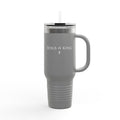 40oz Insulated Travel Mug — White Stainless Tumbler with Lid & Straw