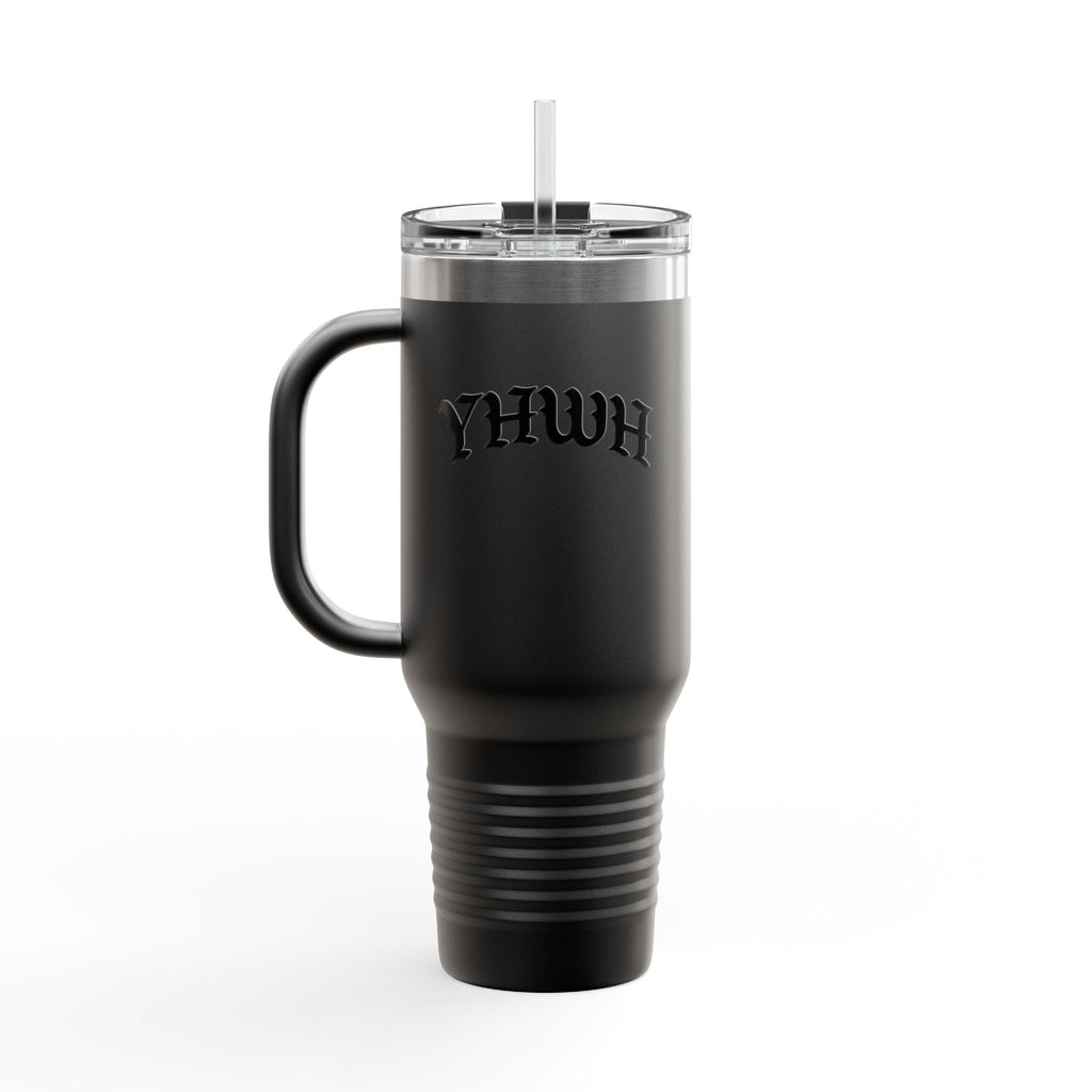 40oz Insulated Travel Mug — White Stainless Tumbler with Lid & Straw