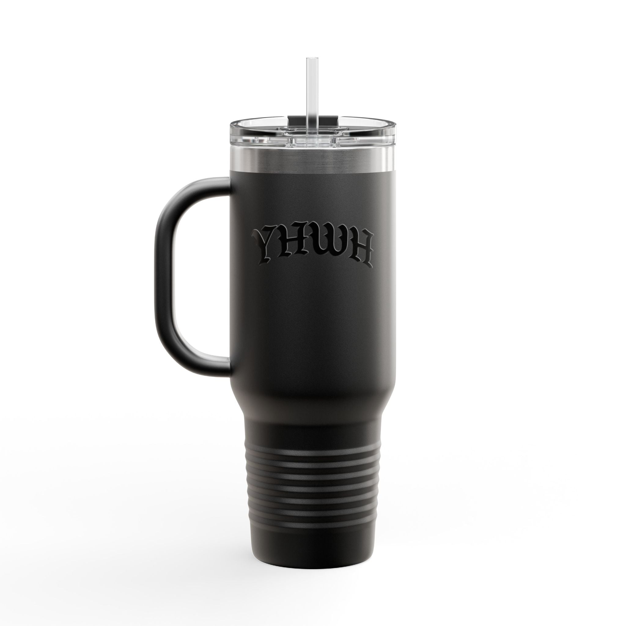 40oz Insulated Travel Mug — White Stainless Tumbler with Lid & Straw