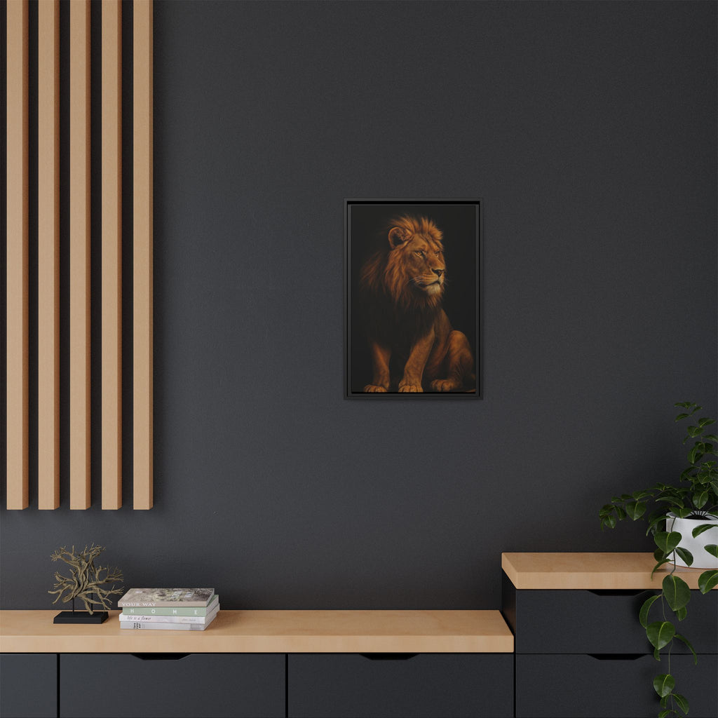 Majestic Lion Framed Canvas Wall Art — Matte Multi-Color