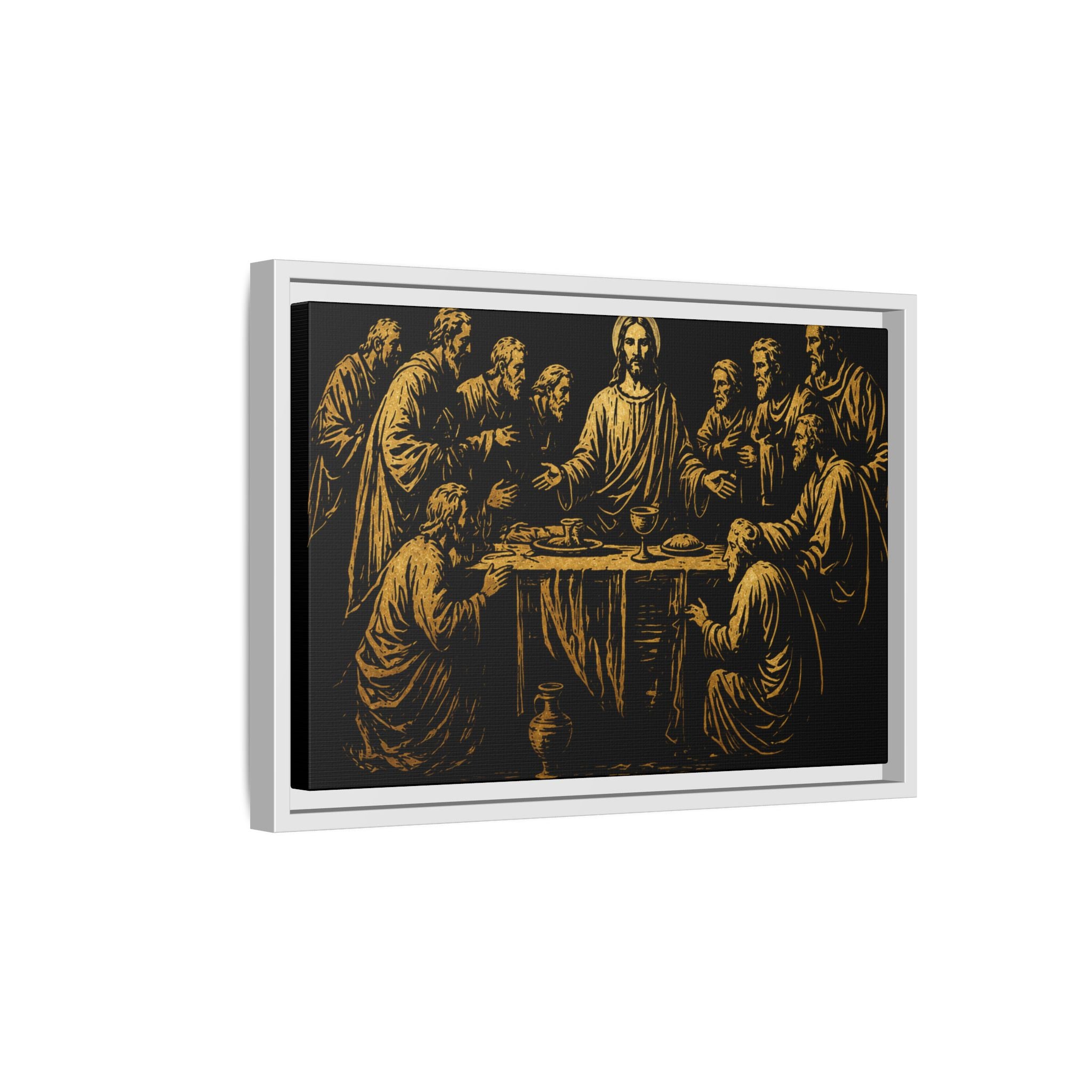 Framed Matte Canvas - The Last Supper Gold Illustration