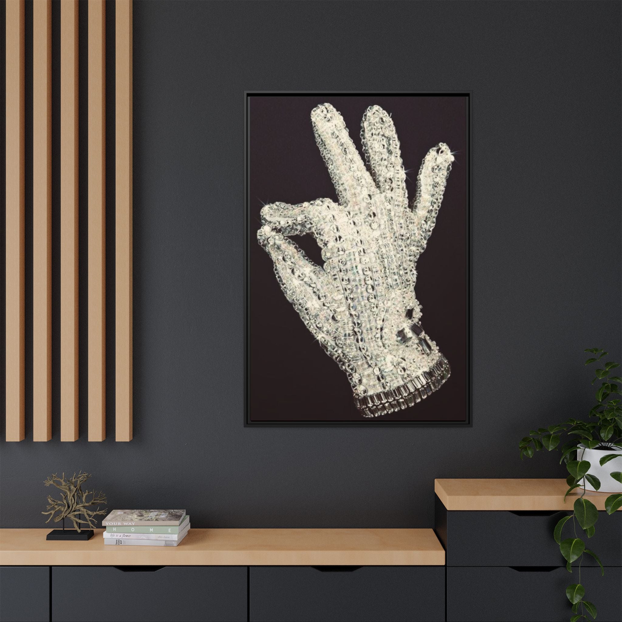 Framed Art - Crystal Glove on Black Matte Canvas