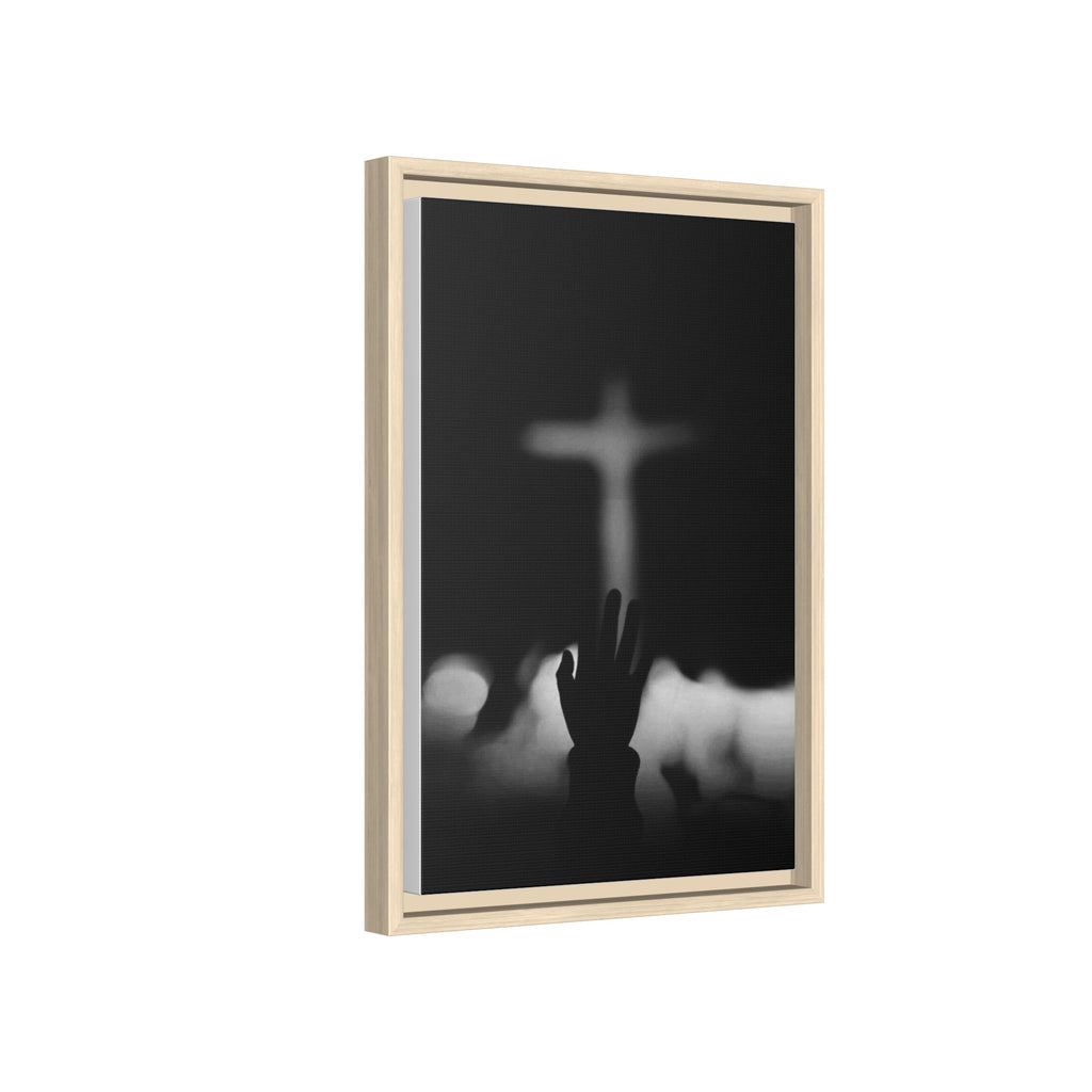 Framed Matte Canvas - Worship Silhouette Cross Wall Art