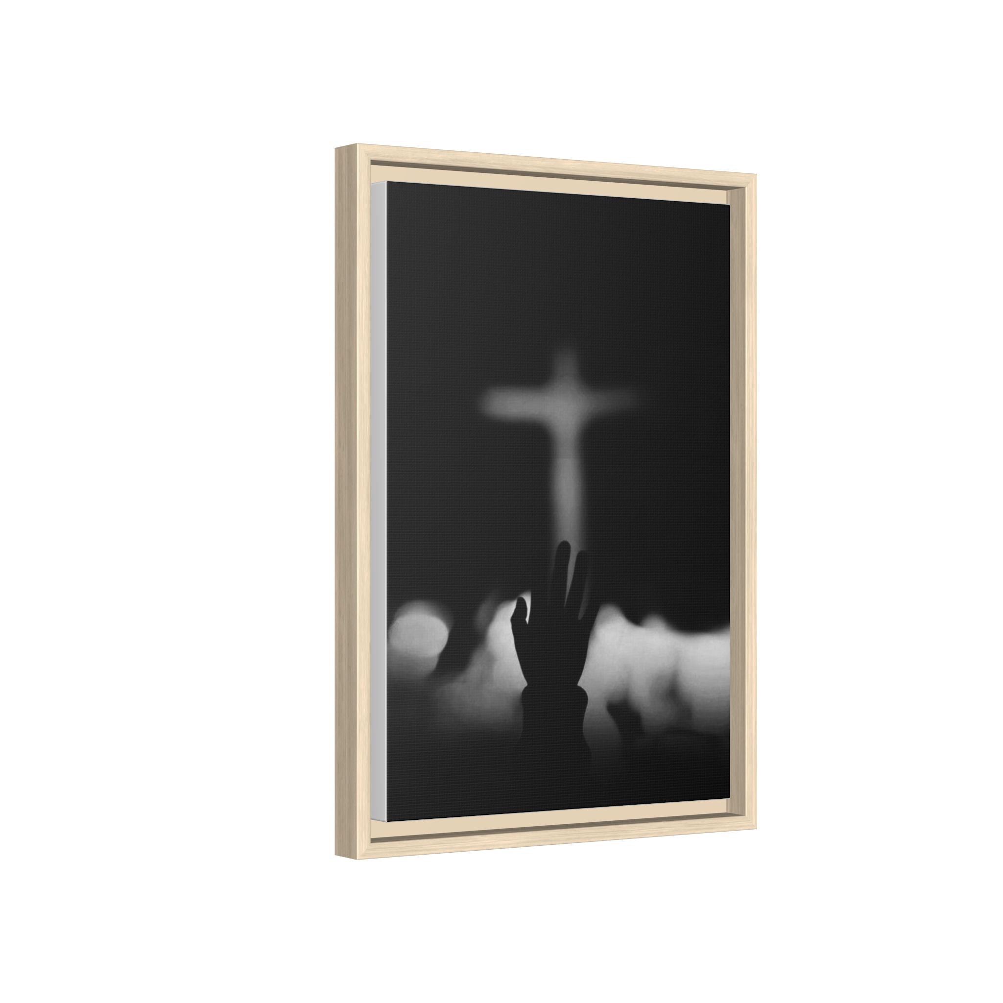 Framed Matte Canvas - Worship Silhouette Cross Wall Art