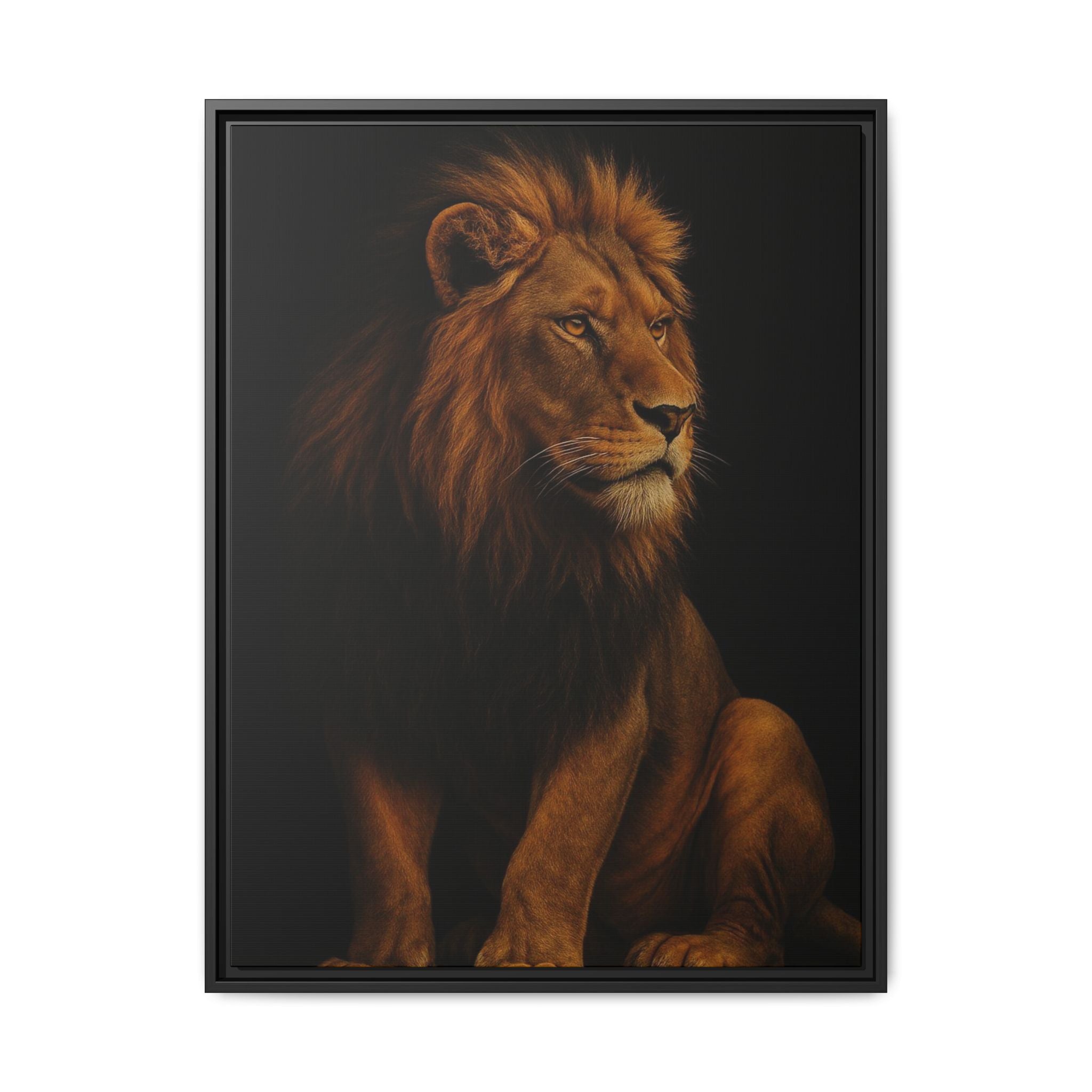 Majestic Lion Framed Canvas Wall Art — Matte Multi-Color