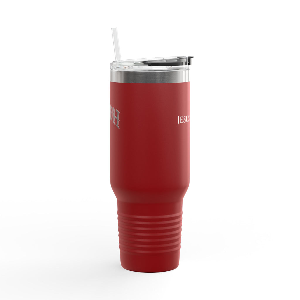 40oz Insulated Travel Mug — White Stainless Tumbler with Lid & Straw