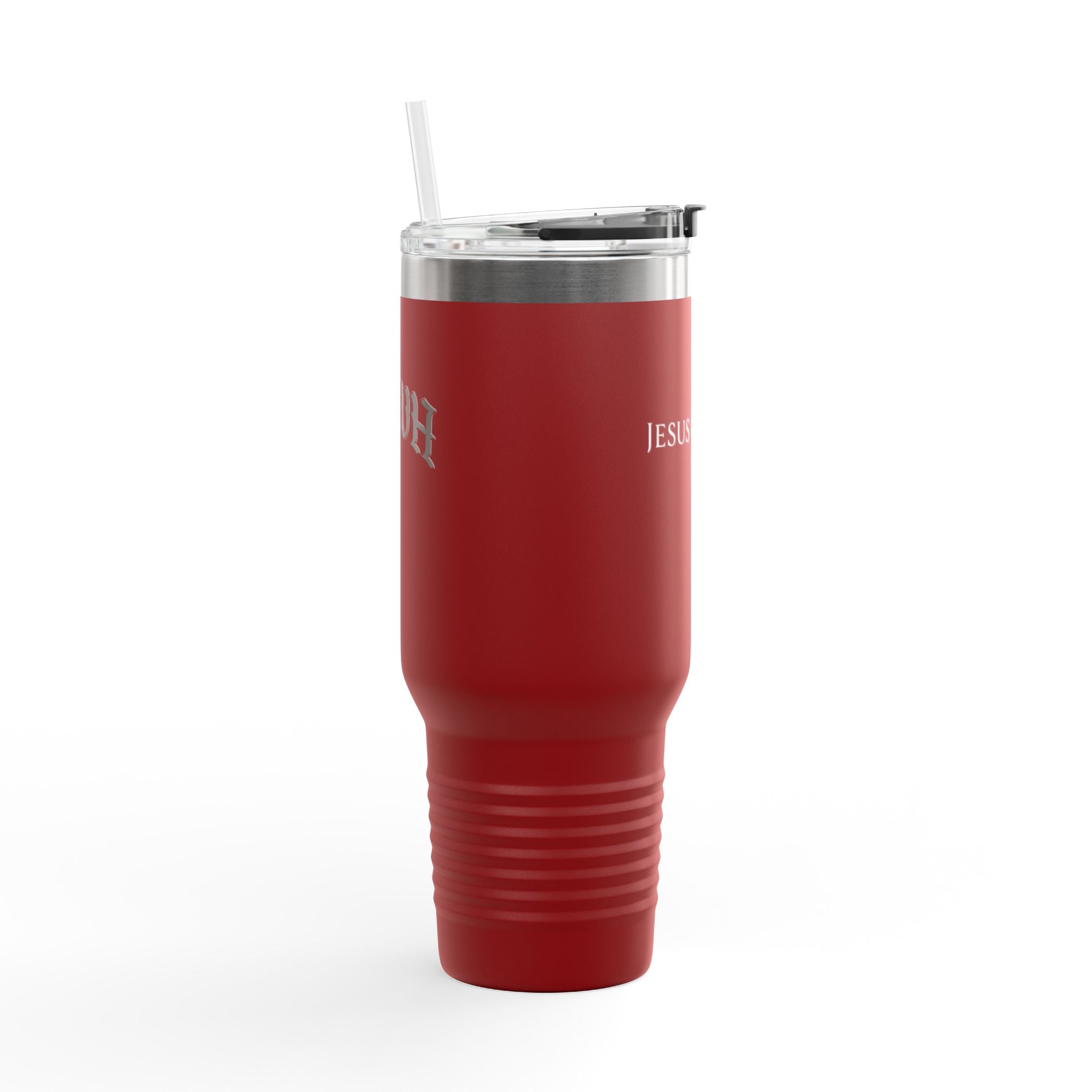 40oz Insulated Travel Mug — White Stainless Tumbler with Lid & Straw