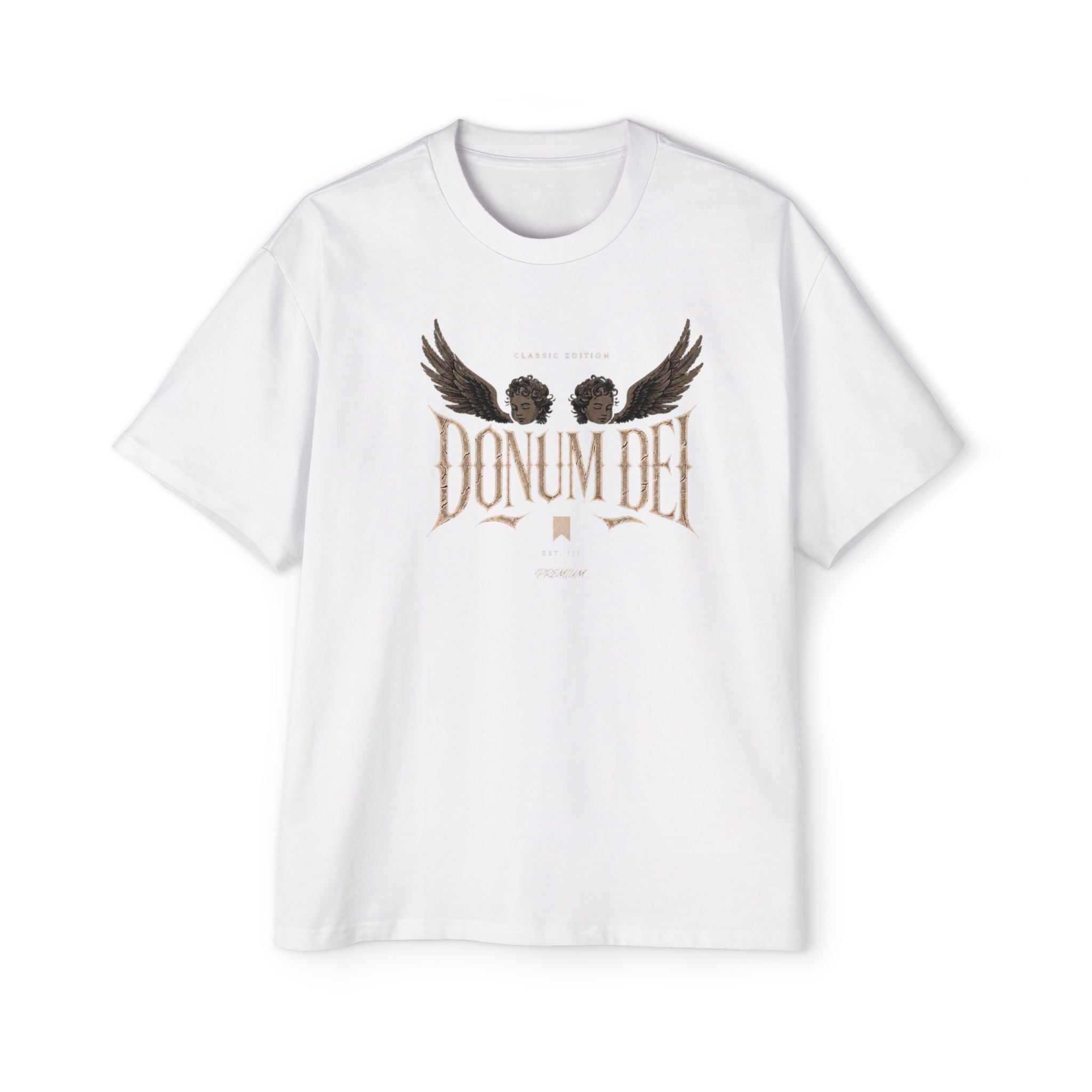 Donum Dei Graphic Tee — Angel Wings Men's Oversized T-Shirt