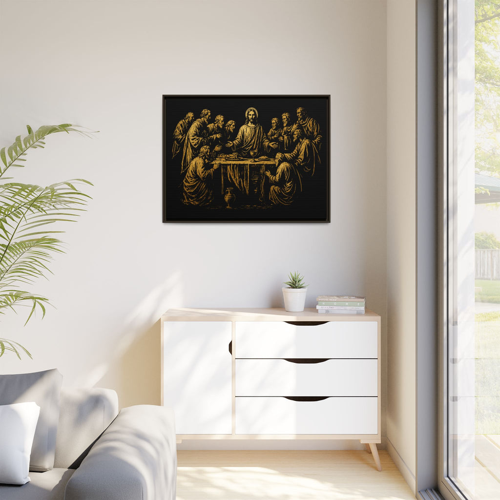 Framed Matte Canvas - The Last Supper Gold Illustration