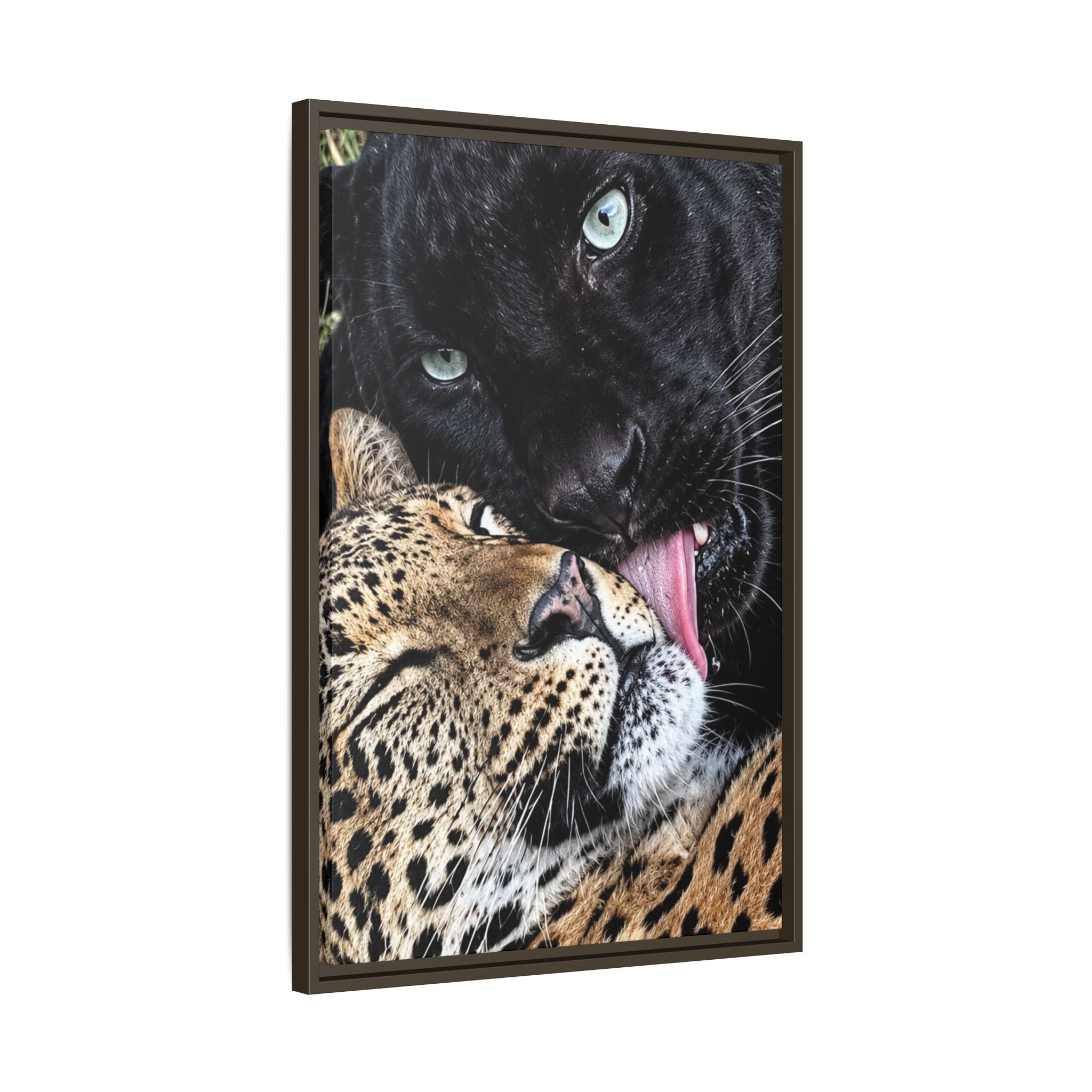 Big Cat Portrait Matte Canvas Framed — 'Perfect' Love-Themed Multi-Color Wall Art