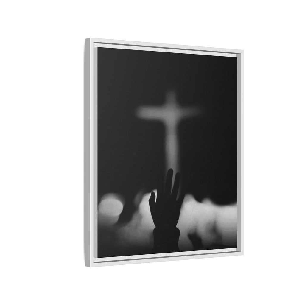 Framed Matte Canvas - Worship Silhouette Cross Wall Art