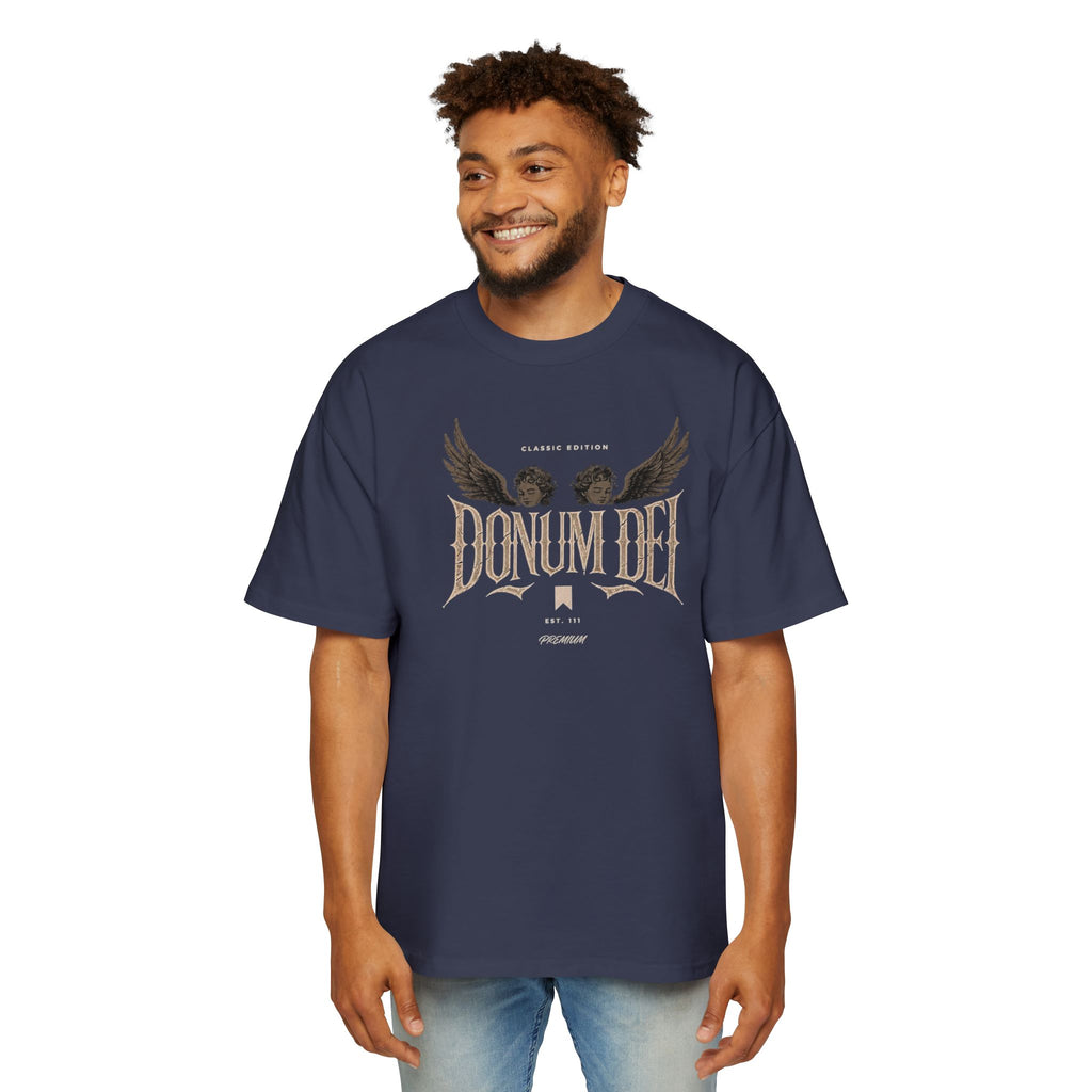 Donum Dei Graphic Tee — Angel Wings Men's Oversized T-Shirt
