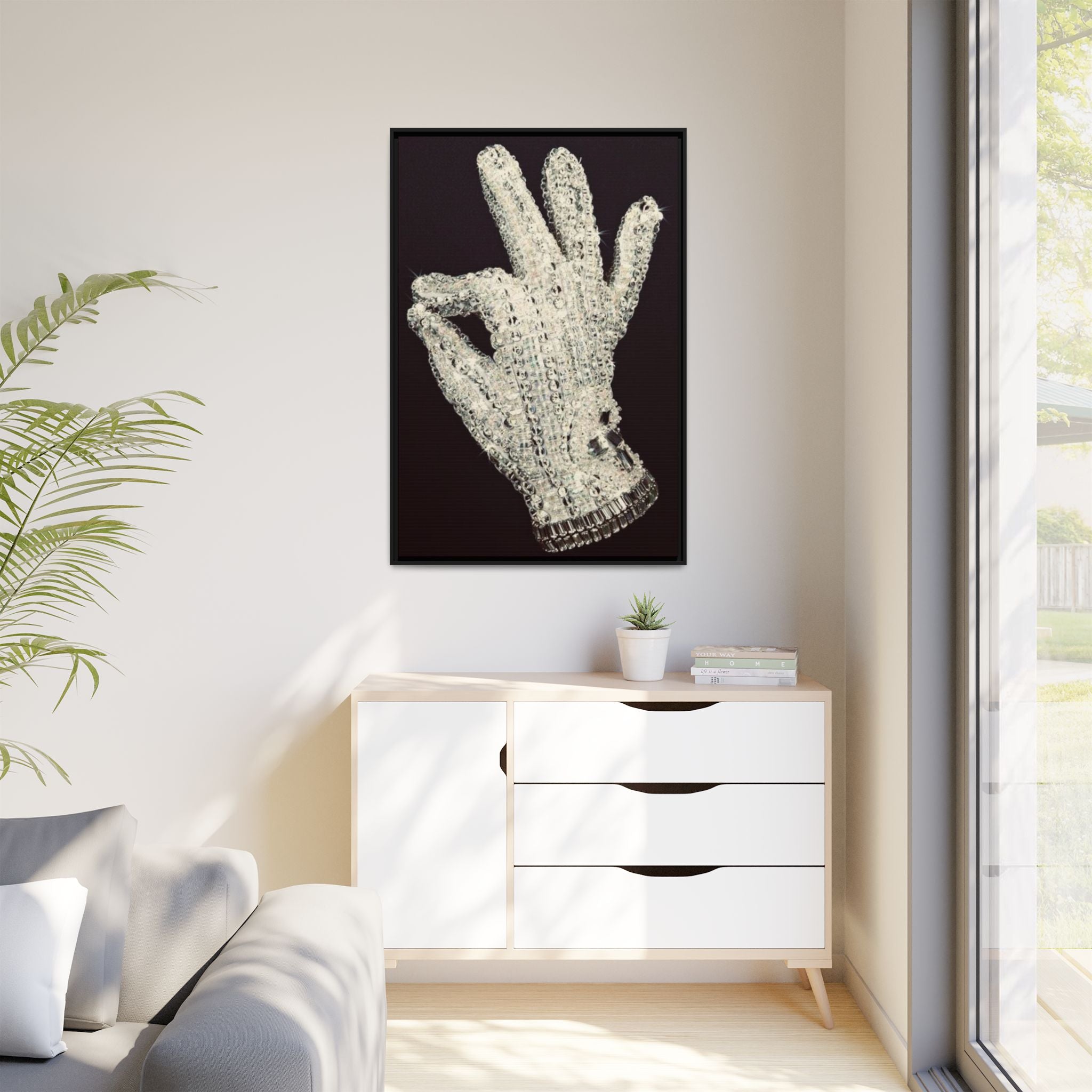 Framed Art - Crystal Glove on Black Matte Canvas