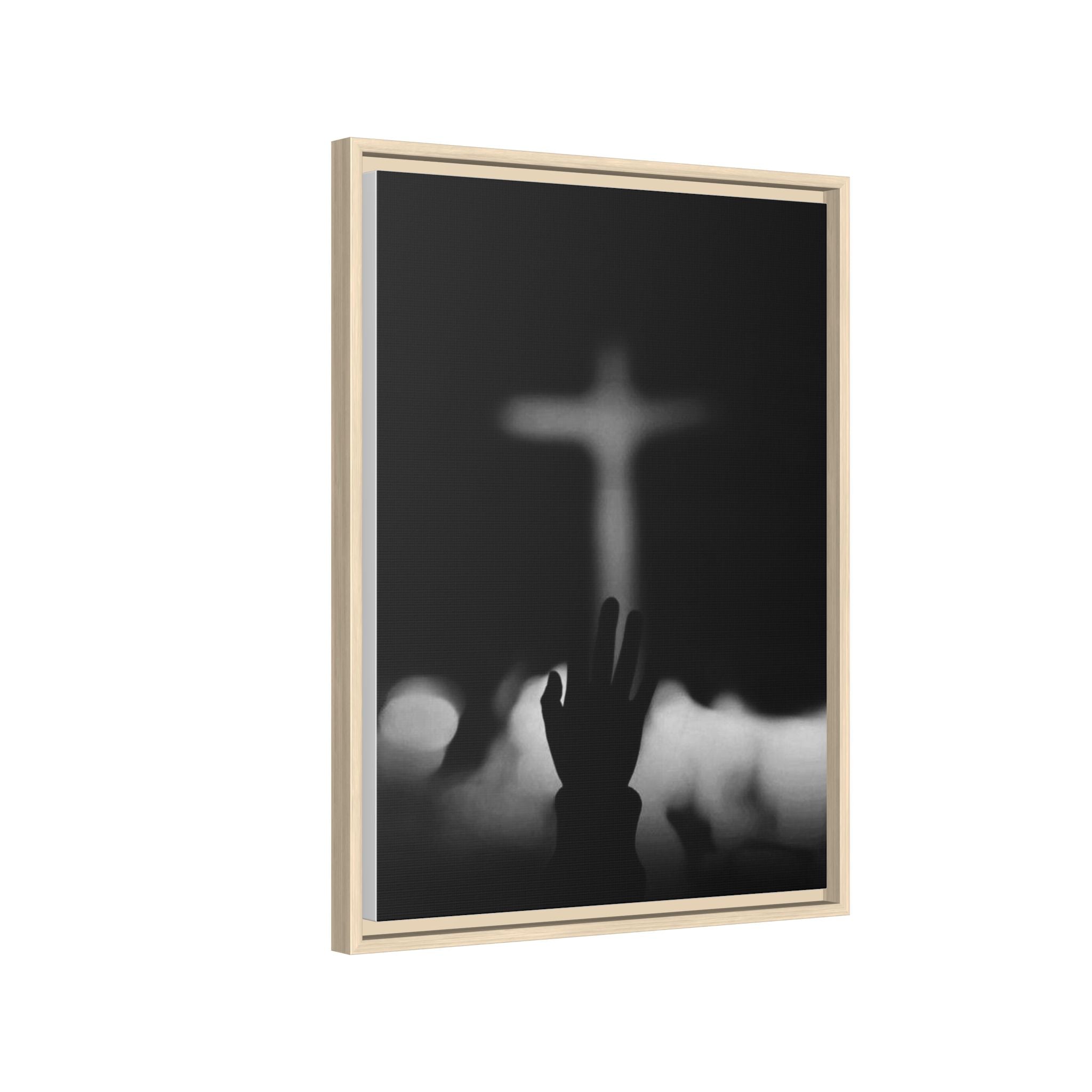 Framed Matte Canvas - Worship Silhouette Cross Wall Art