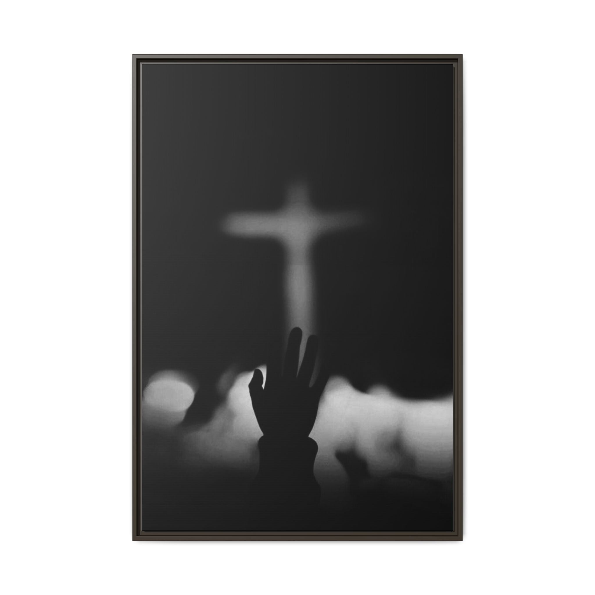 Framed Matte Canvas - Worship Silhouette Cross Wall Art