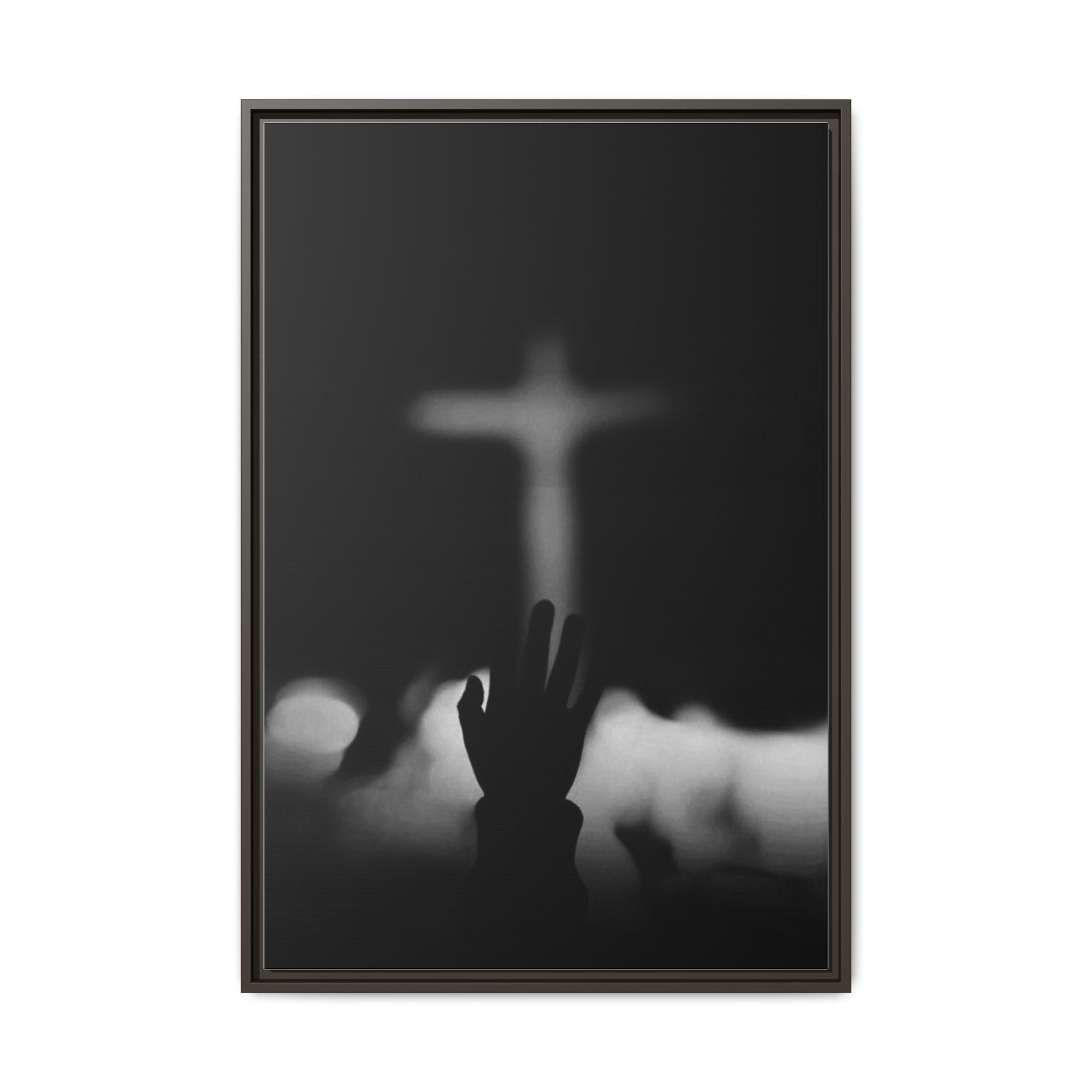 Framed Matte Canvas - Worship Silhouette Cross Wall Art