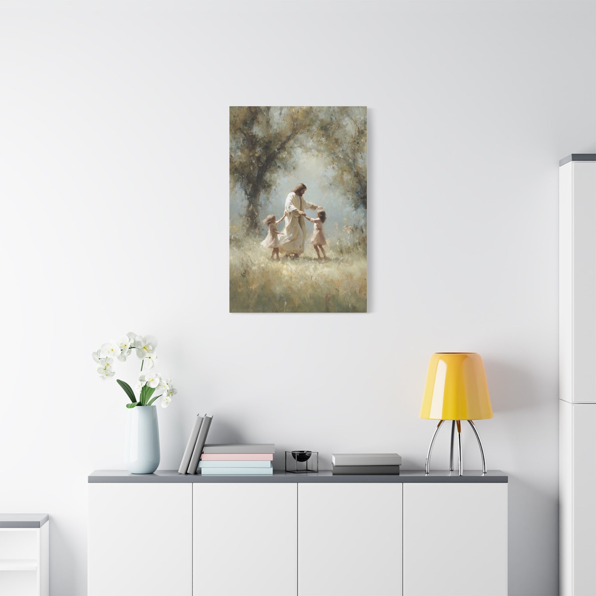 Jesus Dancing with Children Matte Canvas Wall Art — Religious Christian Home Decor