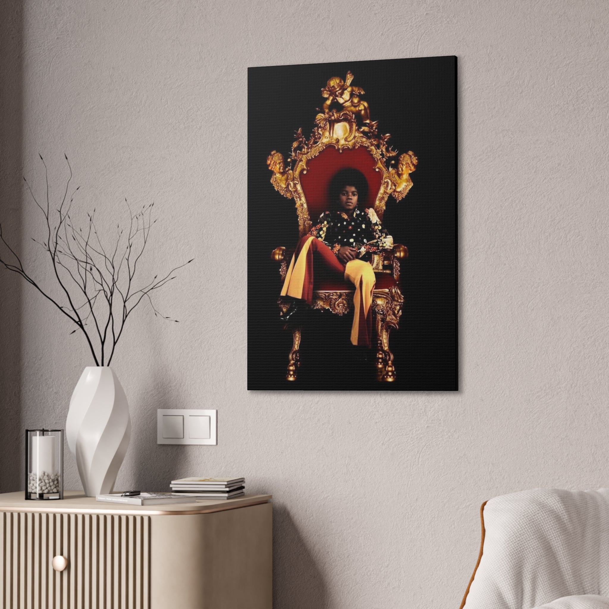 Vintage Pop King on Throne Canvas