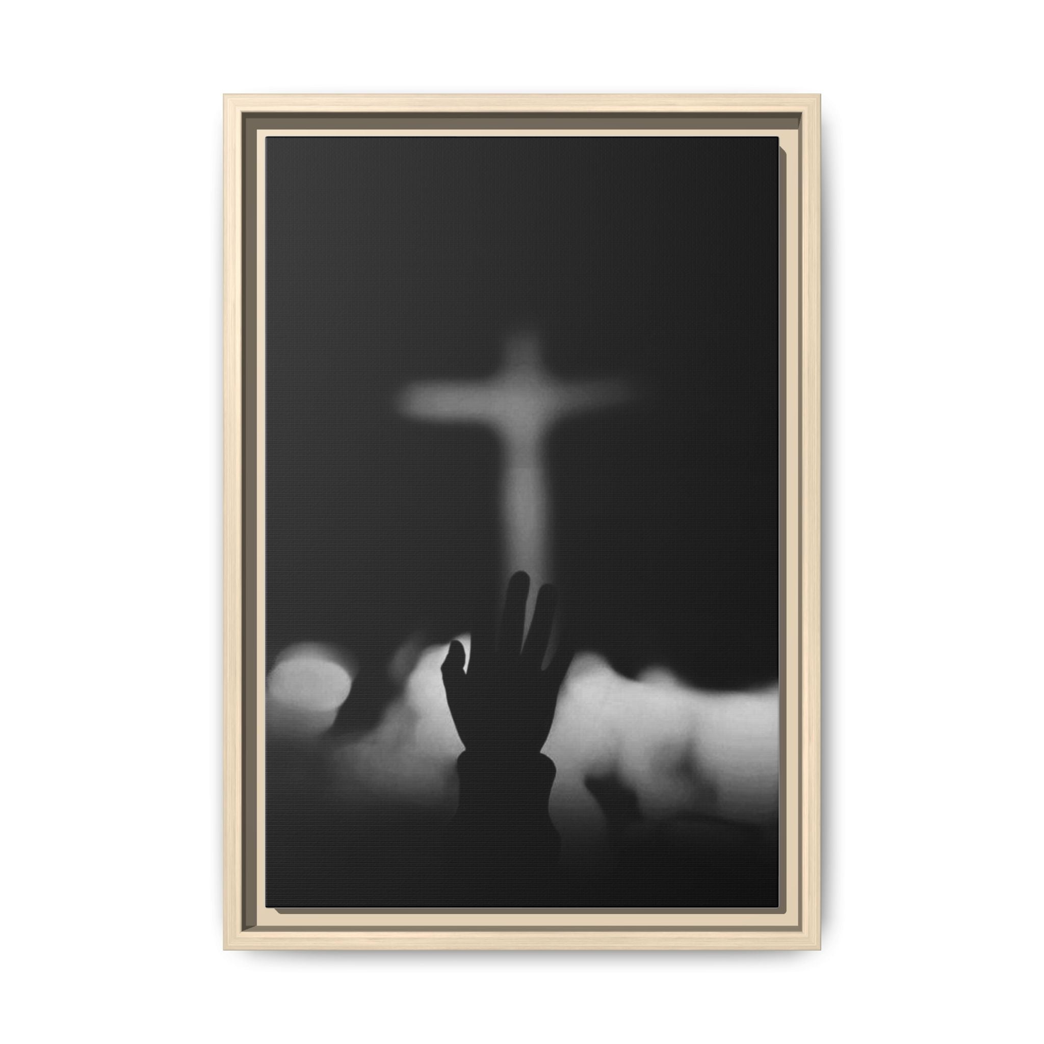 Framed Matte Canvas - Worship Silhouette Cross Wall Art