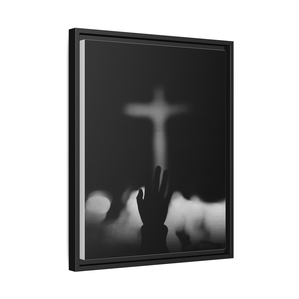 Framed Matte Canvas - Worship Silhouette Cross Wall Art