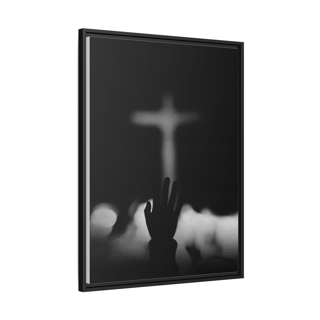 Framed Matte Canvas - Worship Silhouette Cross Wall Art