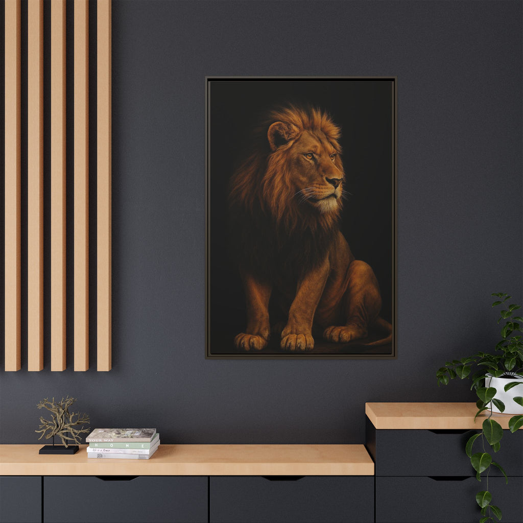 Majestic Lion Framed Canvas Wall Art — Matte Multi-Color