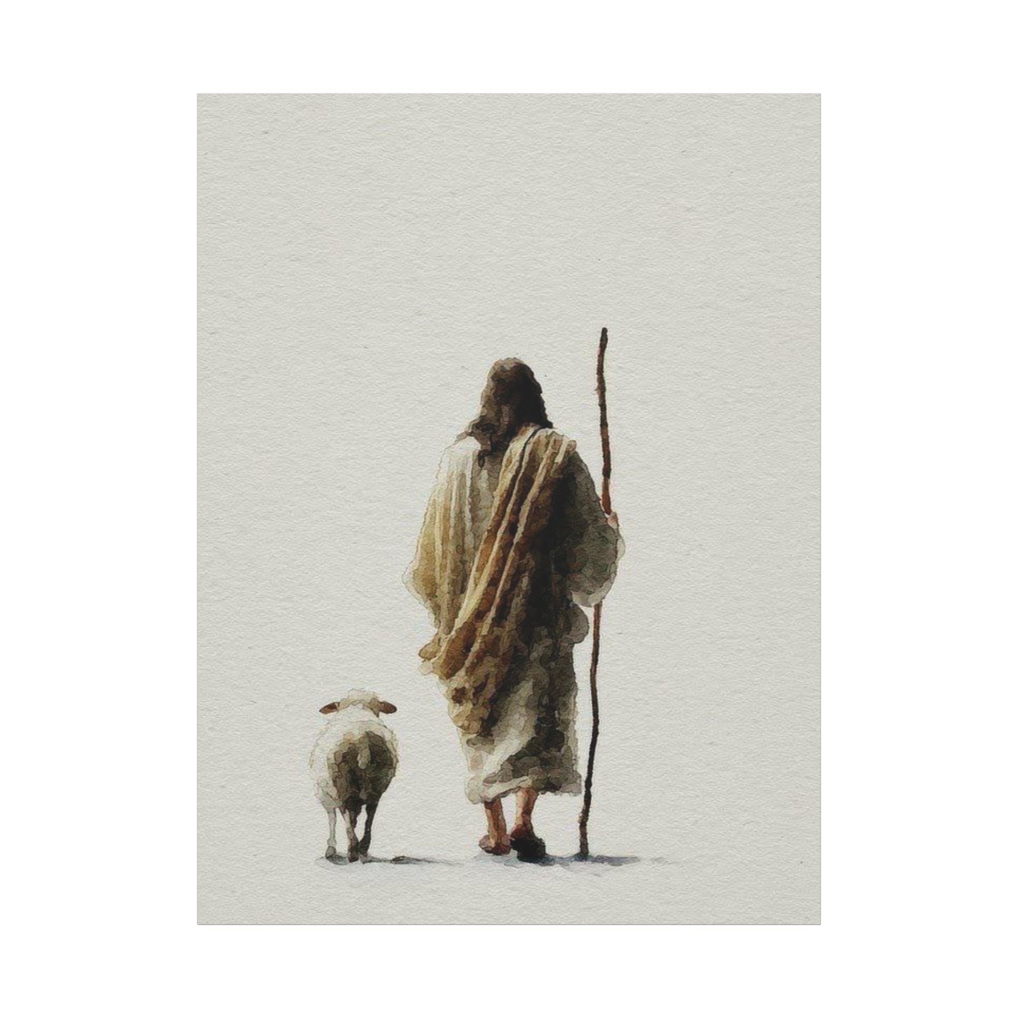 Christian Shepherd Canvas Print – Jesus With Lamb Matte Stretched Wall Art
