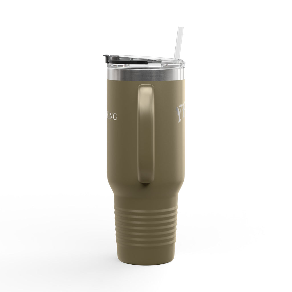 40oz Insulated Travel Mug — White Stainless Tumbler with Lid & Straw