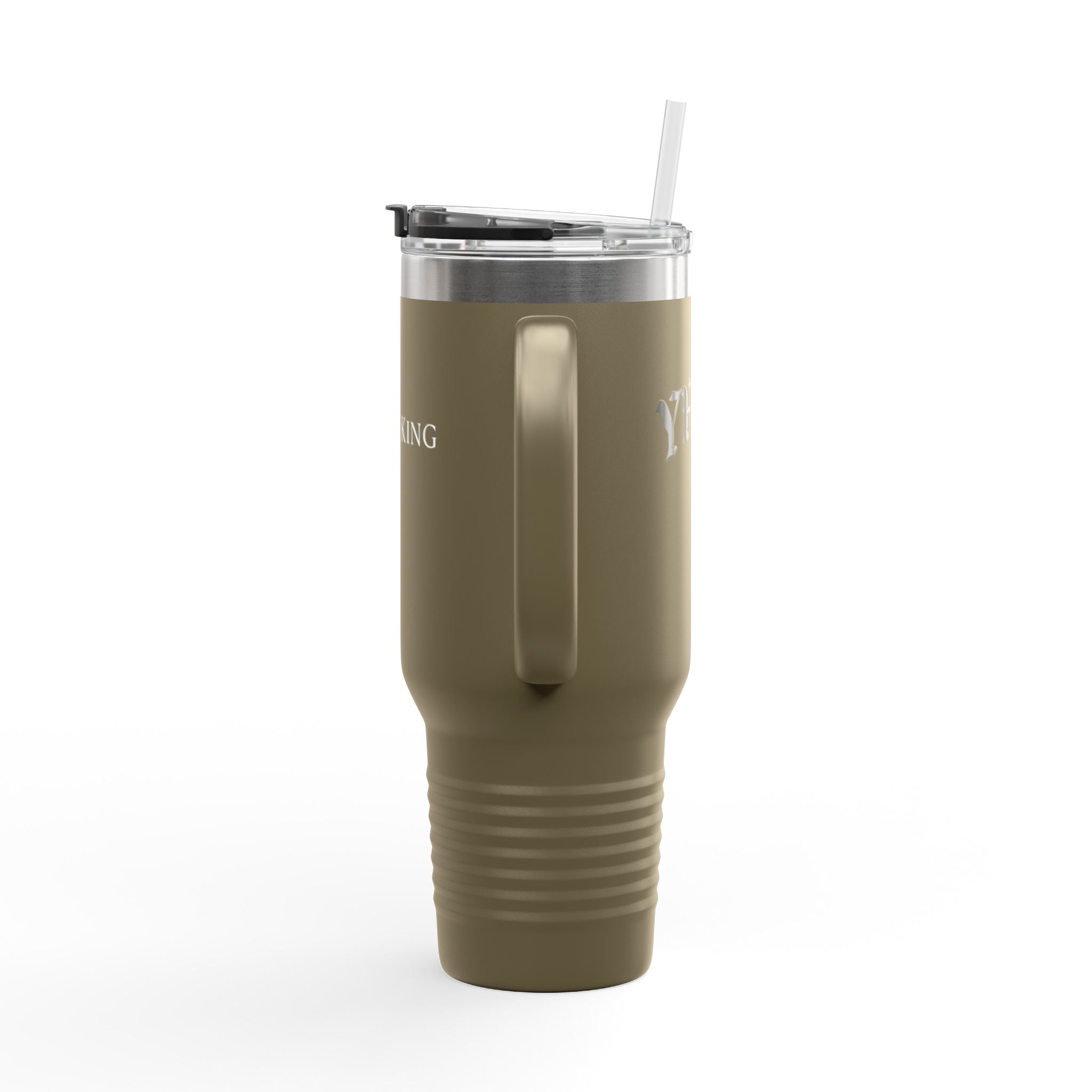 40oz Insulated Travel Mug — White Stainless Tumbler with Lid & Straw