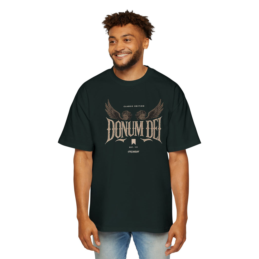 Donum Dei Graphic Tee — Angel Wings Men's Oversized T-Shirt