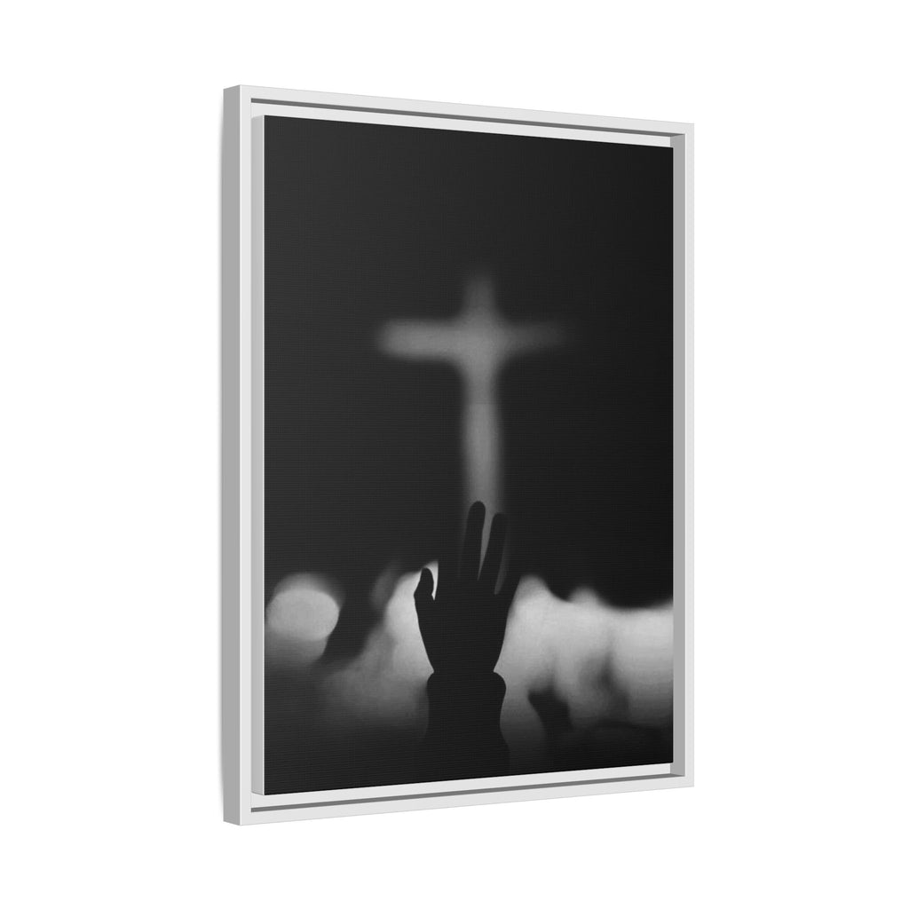 Framed Matte Canvas - Worship Silhouette Cross Wall Art