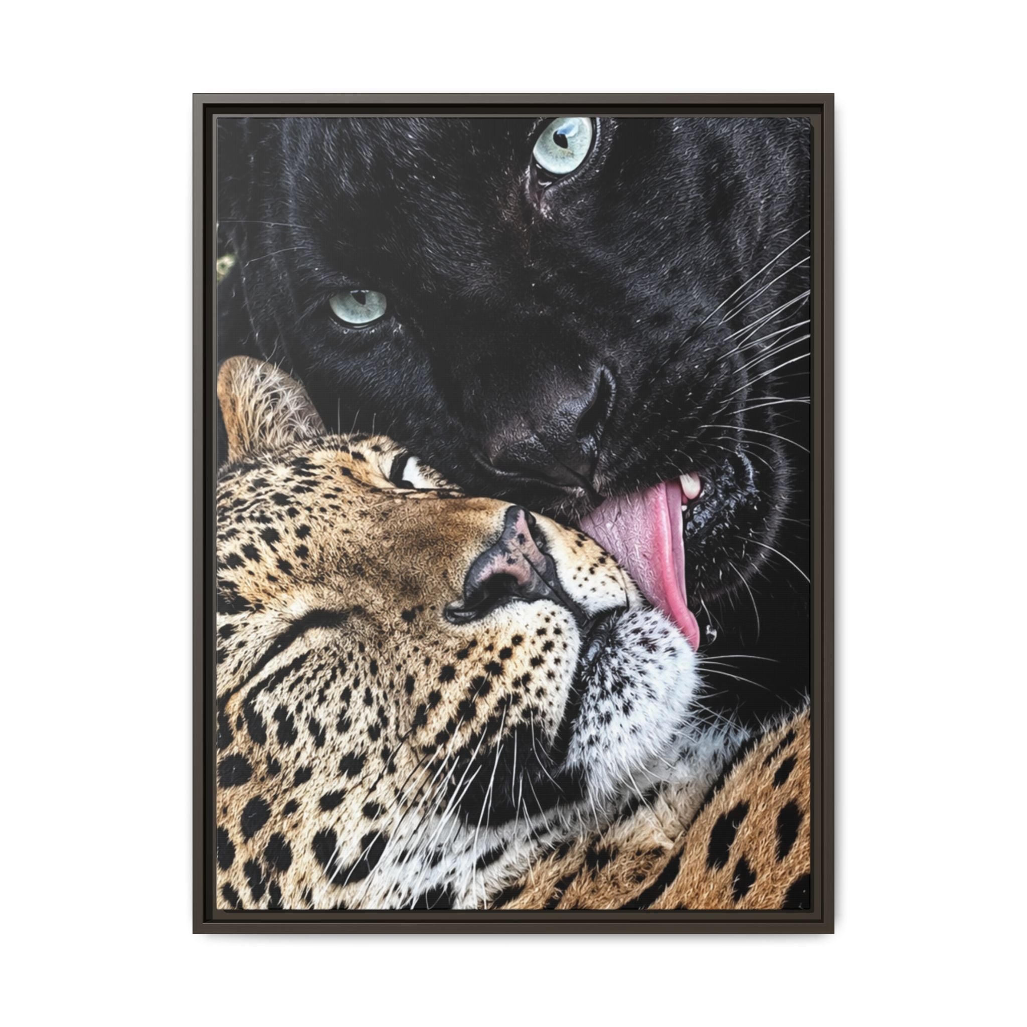 Big Cat Portrait Matte Canvas Framed — 'Perfect' Love-Themed Multi-Color Wall Art