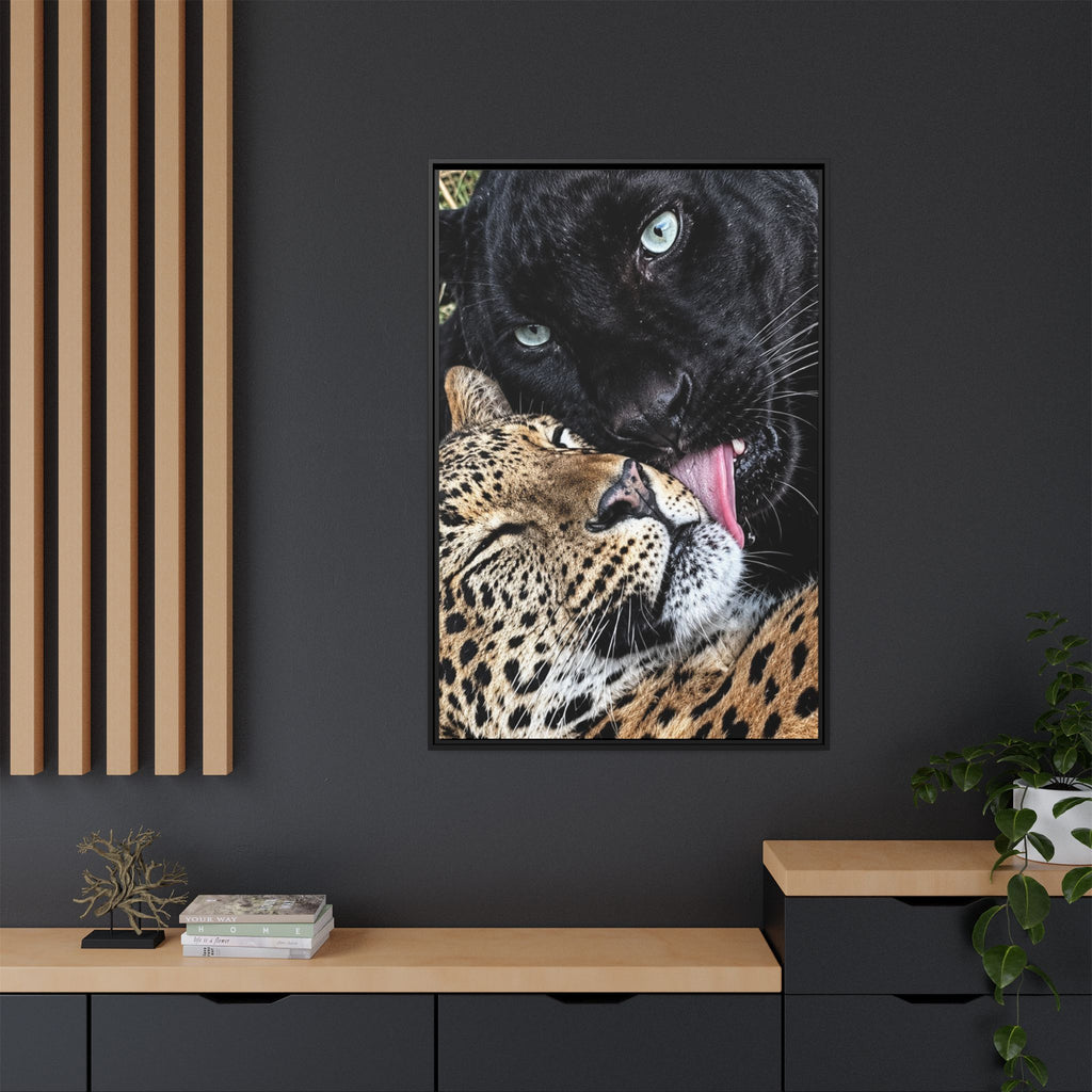 Big Cat Portrait Matte Canvas Framed — 'Perfect' Love-Themed Multi-Color Wall Art