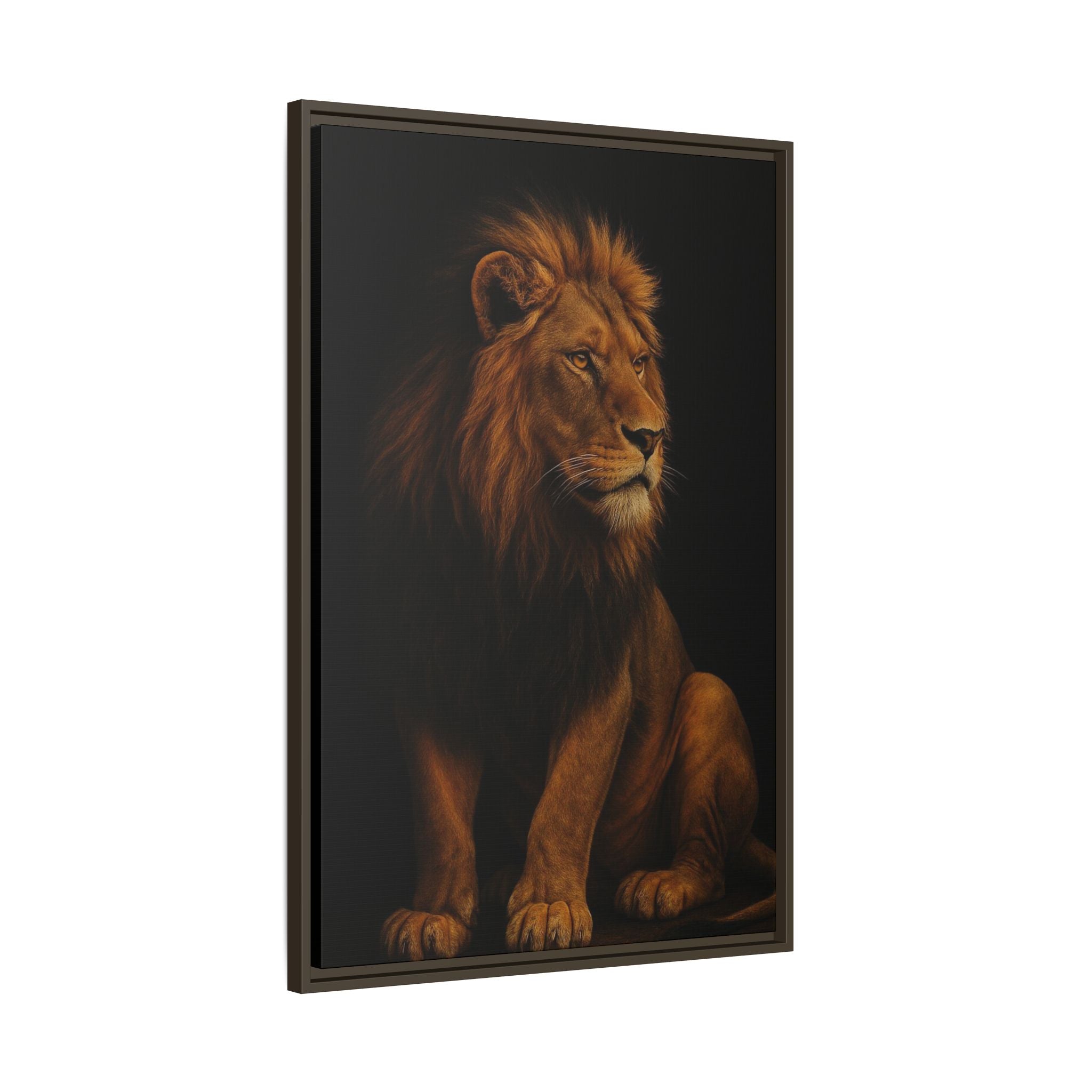 Majestic Lion Framed Canvas Wall Art — Matte Multi-Color