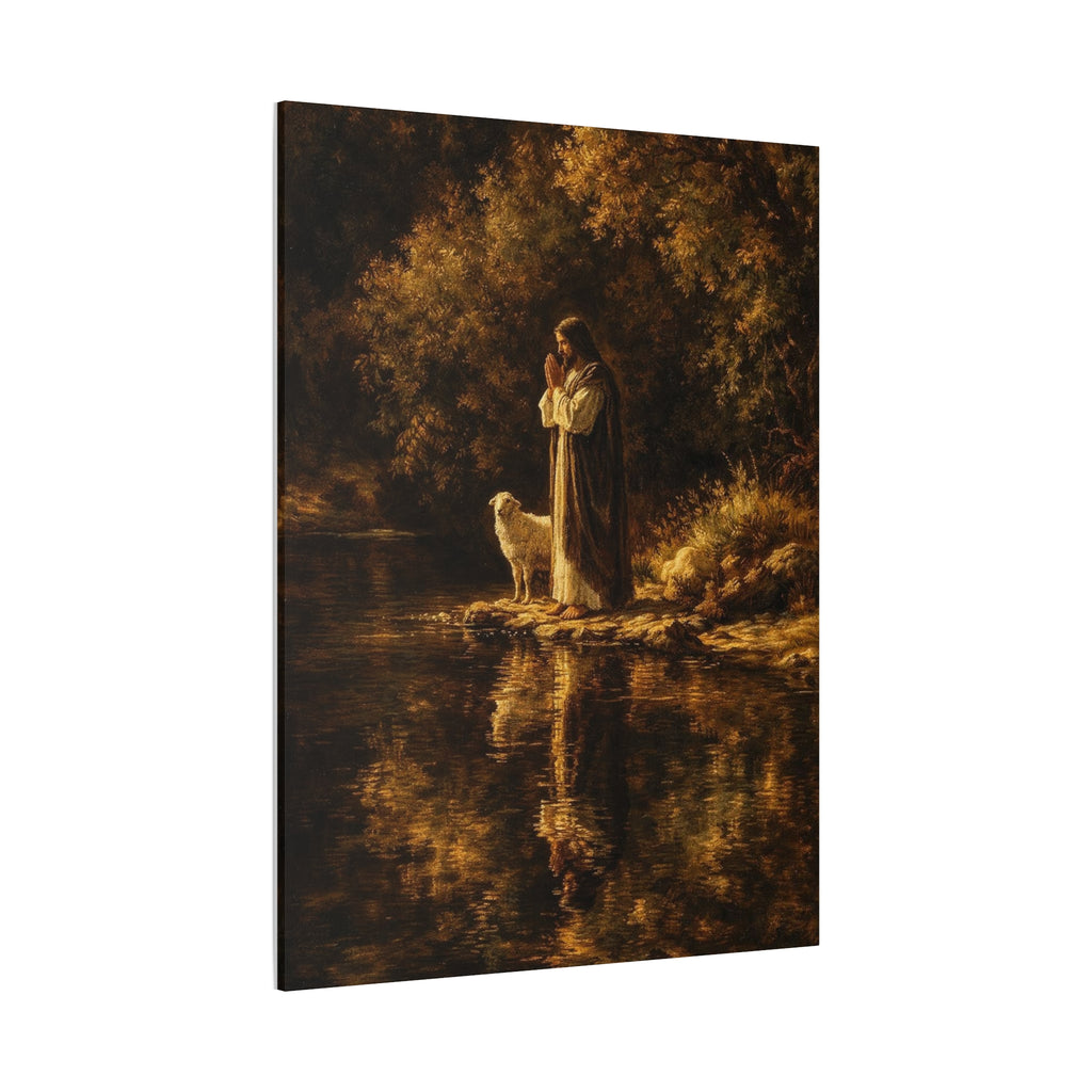 Jesus with Lamb Matte Canvas Wall Art – Peaceful Christian Religious Decor