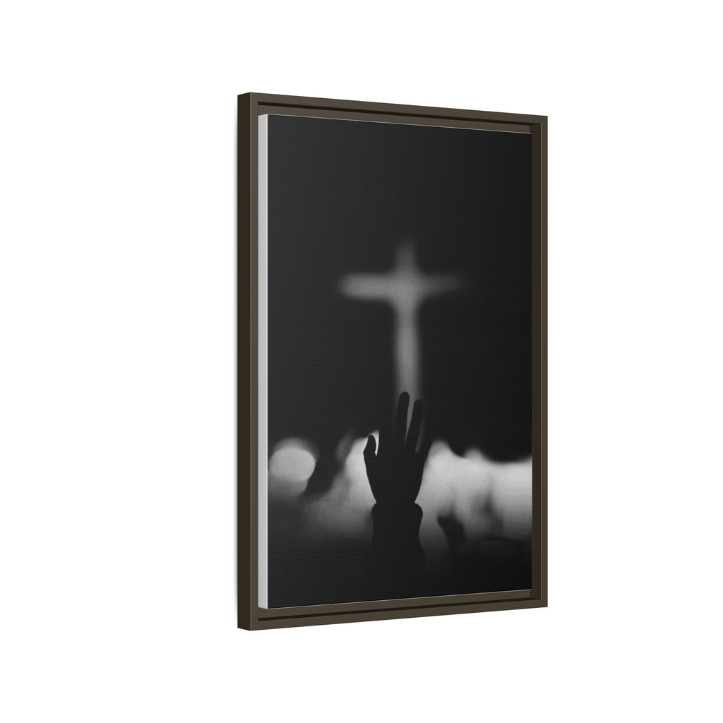Framed Matte Canvas - Worship Silhouette Cross Wall Art