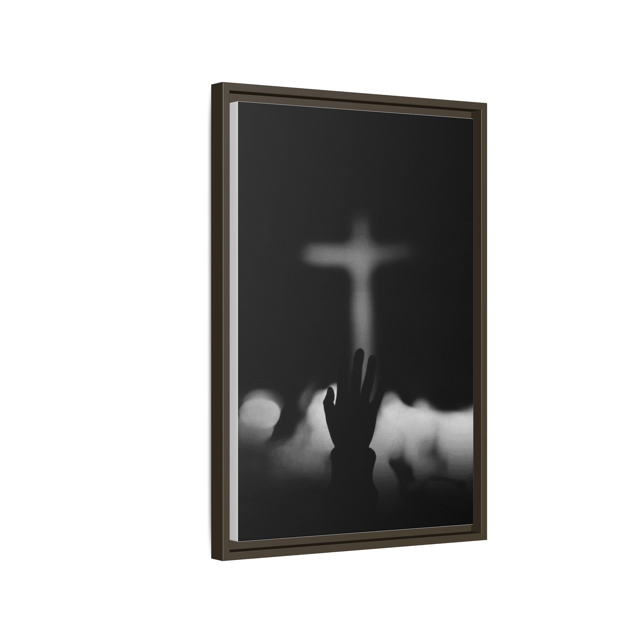 Framed Matte Canvas - Worship Silhouette Cross Wall Art