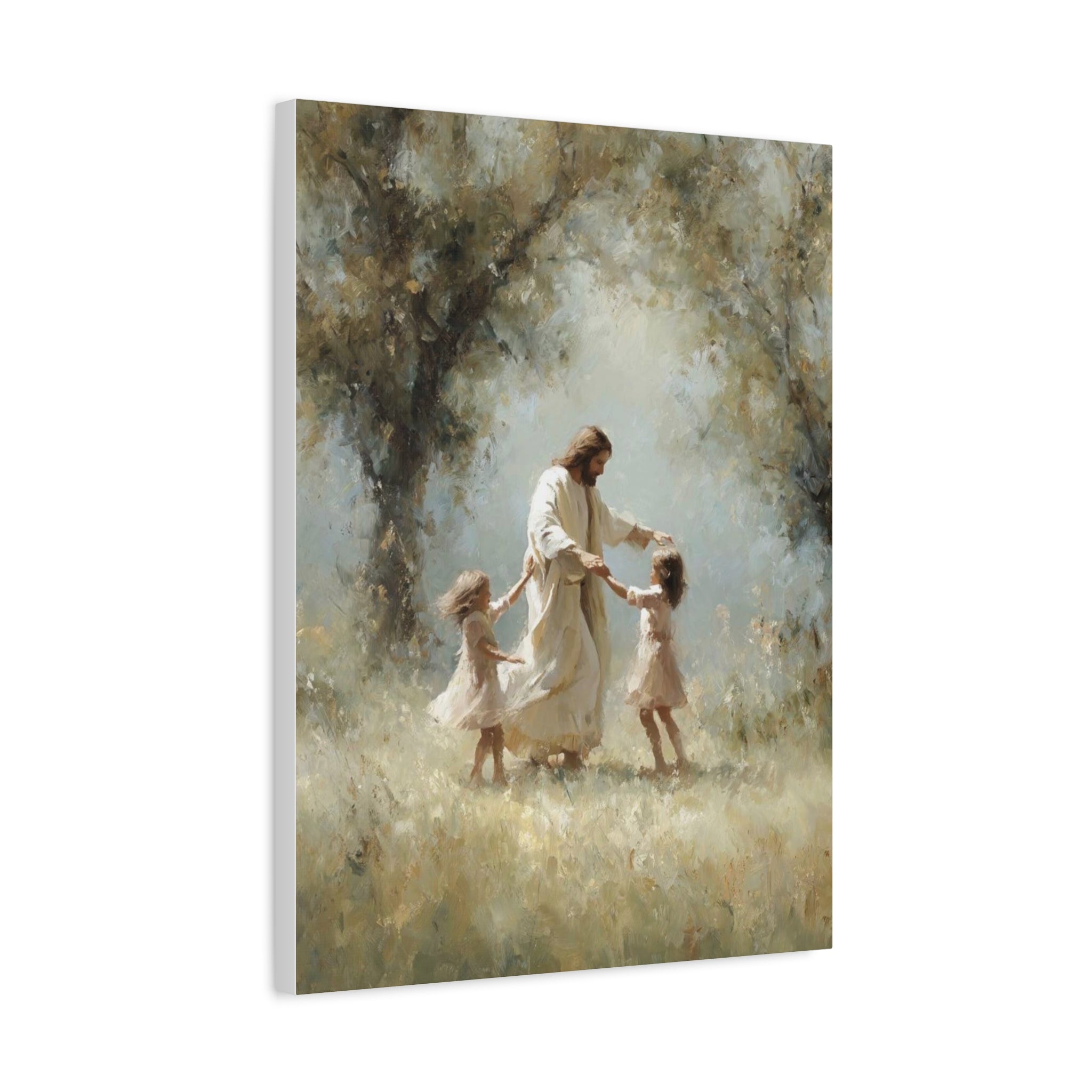Jesus Dancing with Children Matte Canvas Wall Art — Religious Christian Home Decor