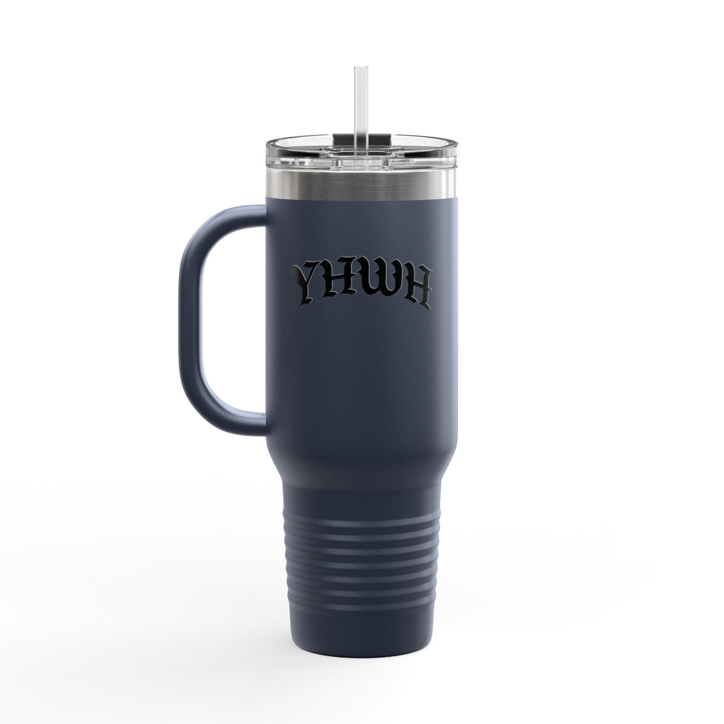 40oz Insulated Travel Mug — White Stainless Tumbler with Lid & Straw