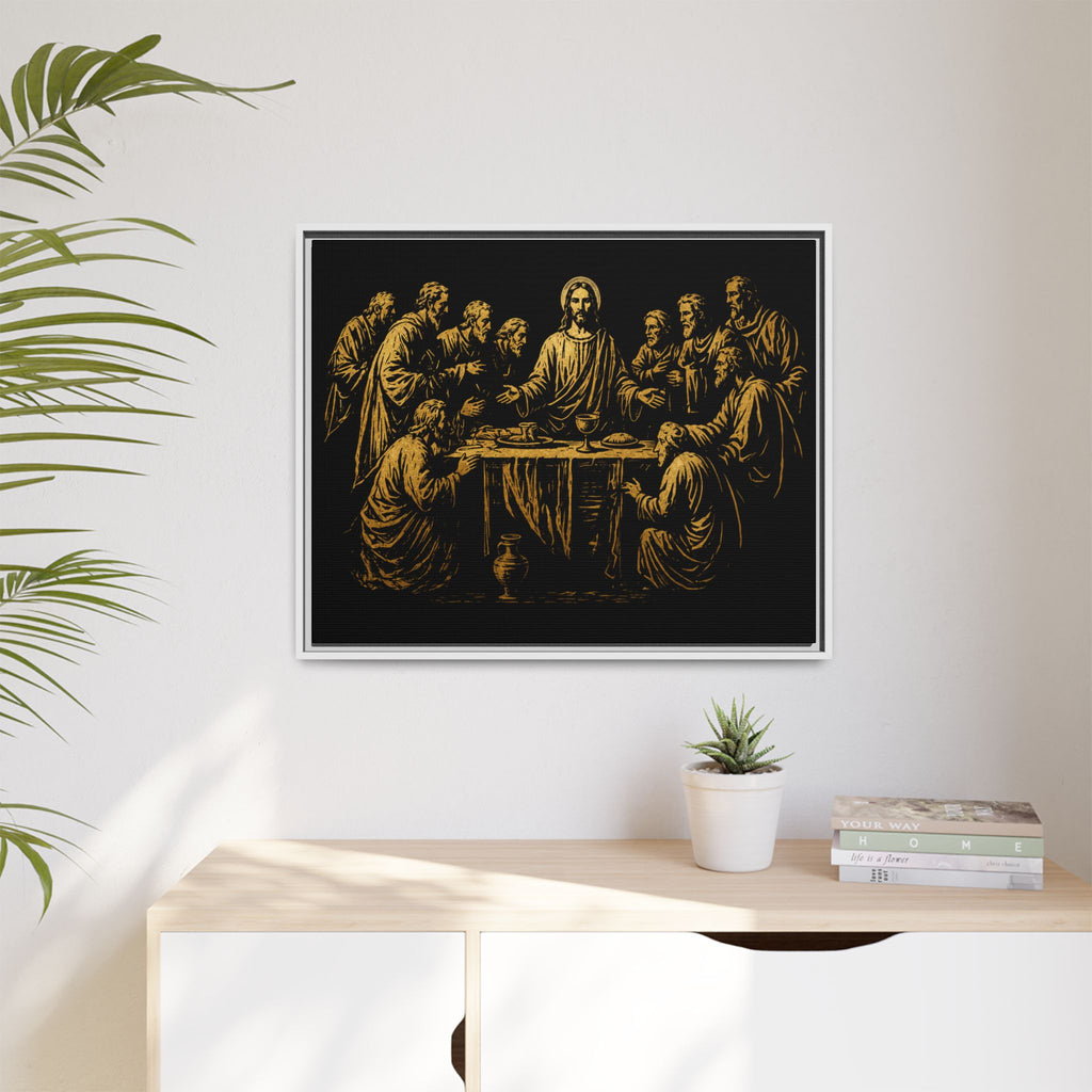 Framed Matte Canvas - The Last Supper Gold Illustration