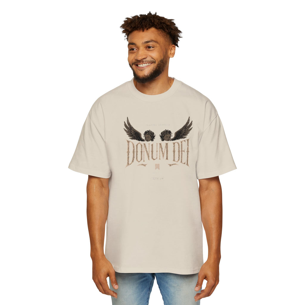 Donum Dei Graphic Tee — Angel Wings Men's Oversized T-Shirt