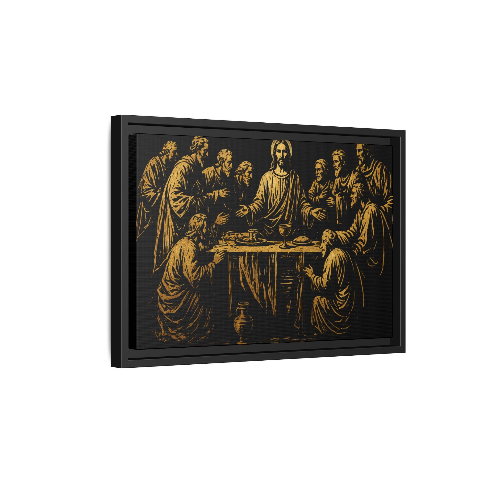 Framed Matte Canvas - The Last Supper Gold Illustration
