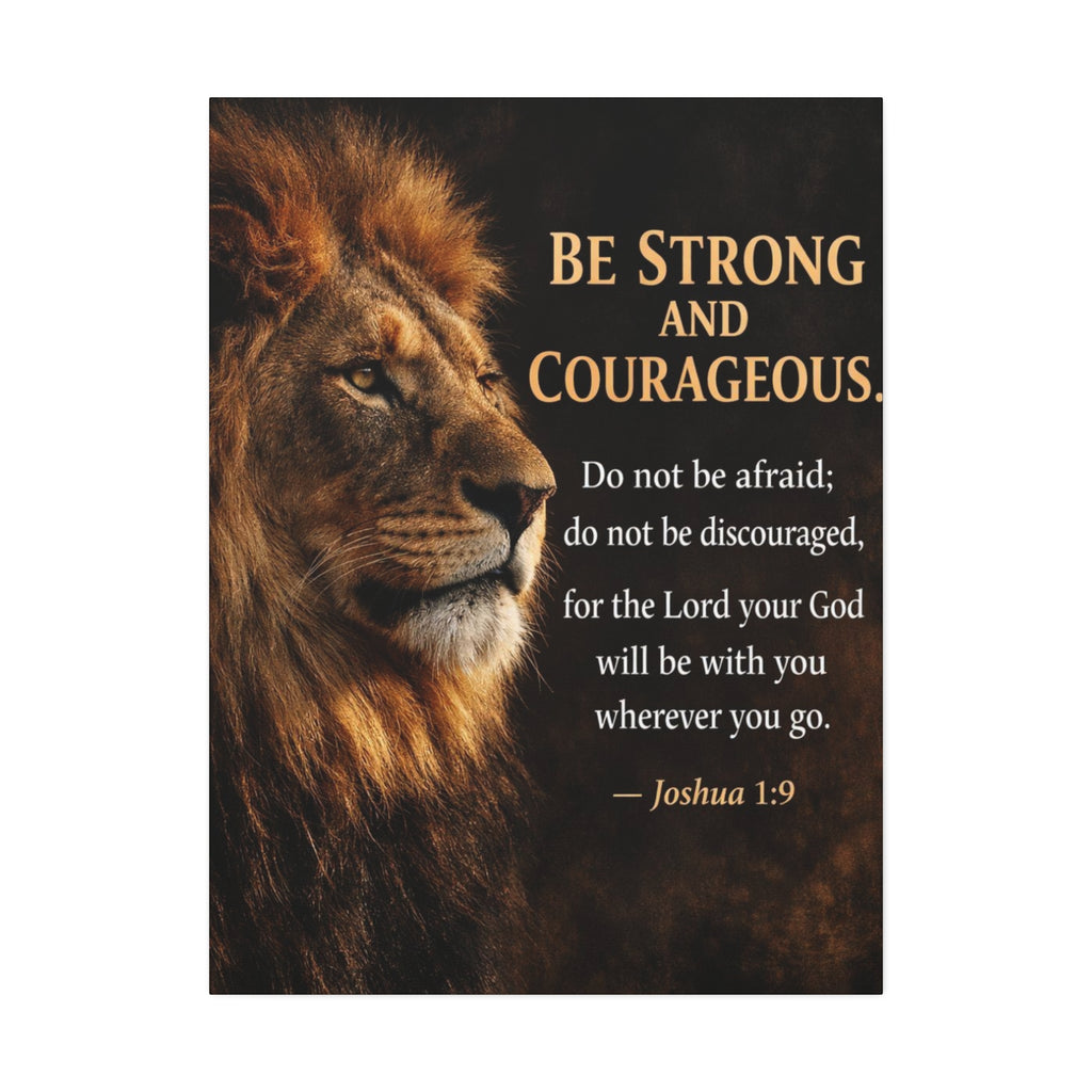 Bold As a Lion Joshua 1:9 Canvas Wall Art — FAITH Inspirational Verse