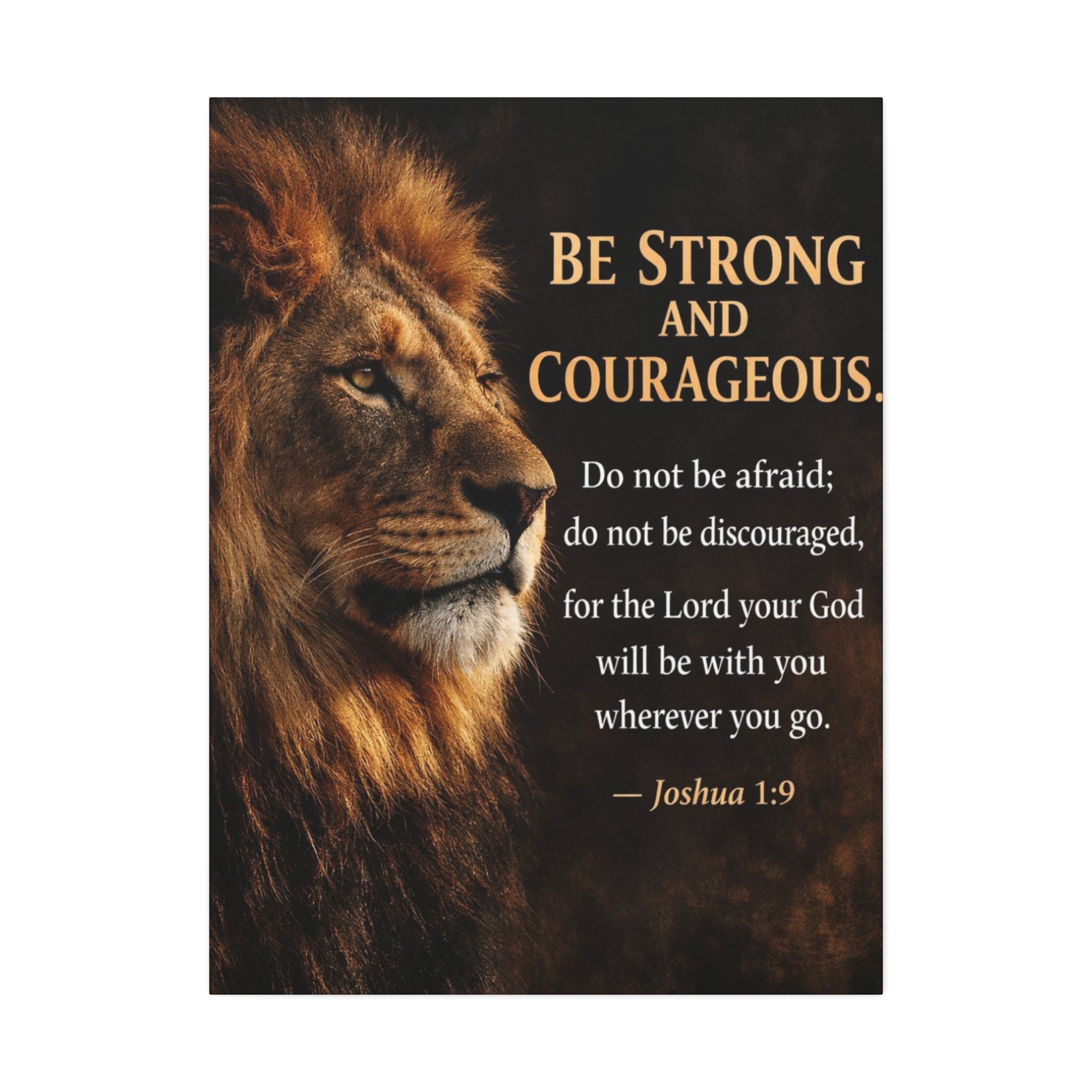Bold As a Lion Joshua 1:9 Canvas Wall Art — FAITH Inspirational Verse
