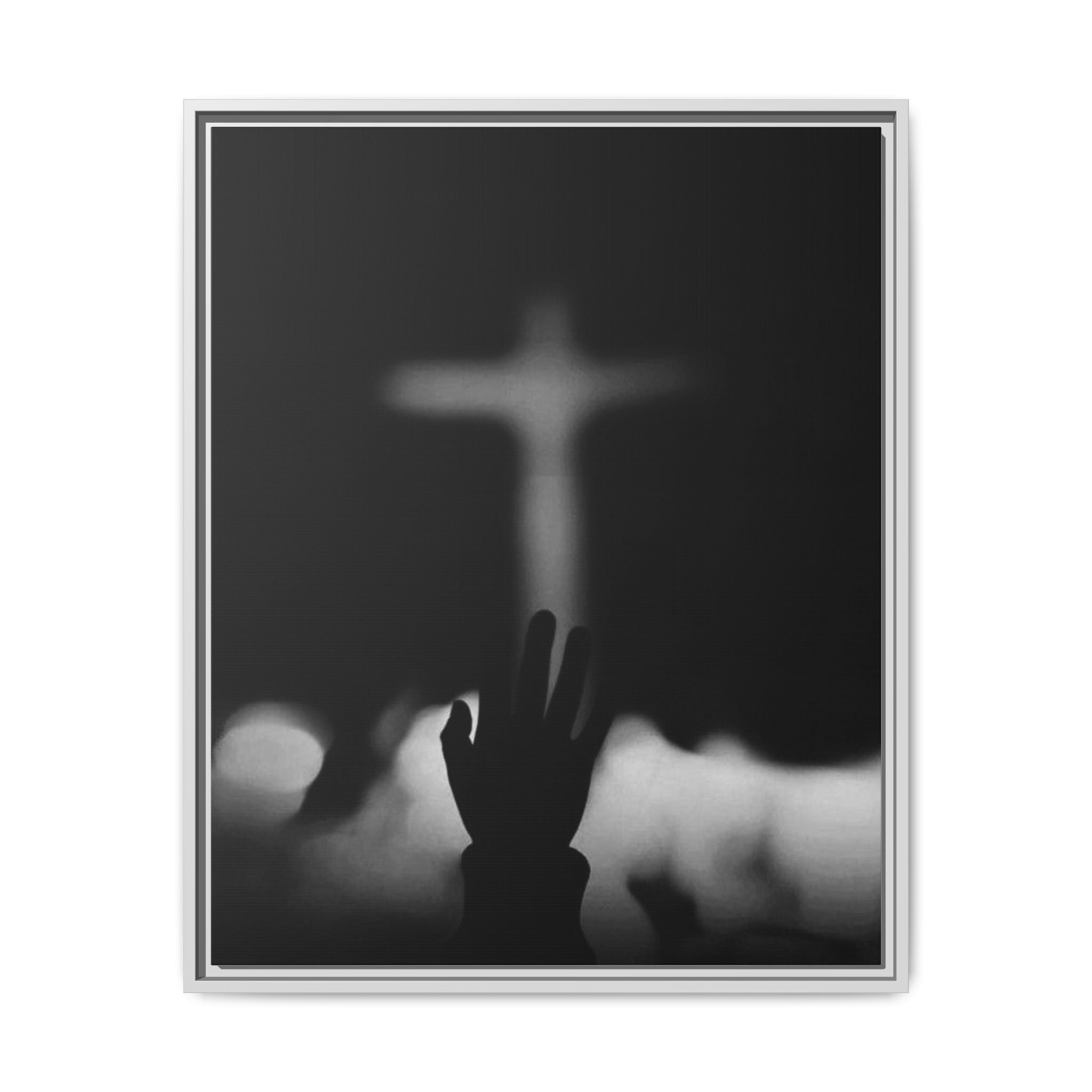 Framed Matte Canvas - Worship Silhouette Cross Wall Art