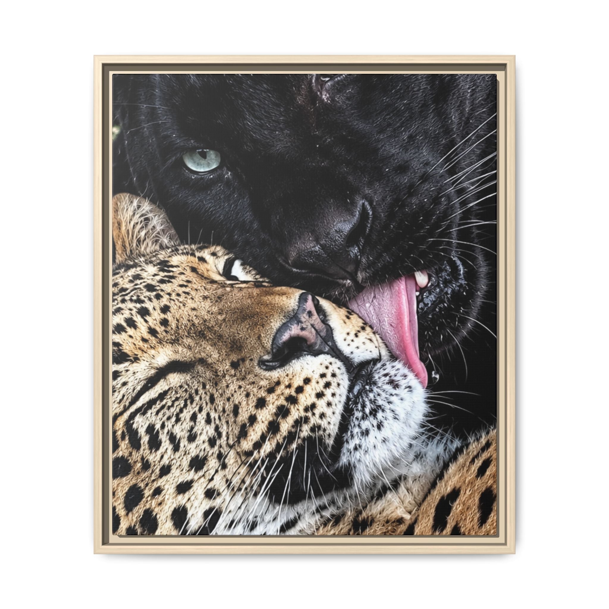 Big Cat Portrait Matte Canvas Framed — 'Perfect' Love-Themed Multi-Color Wall Art