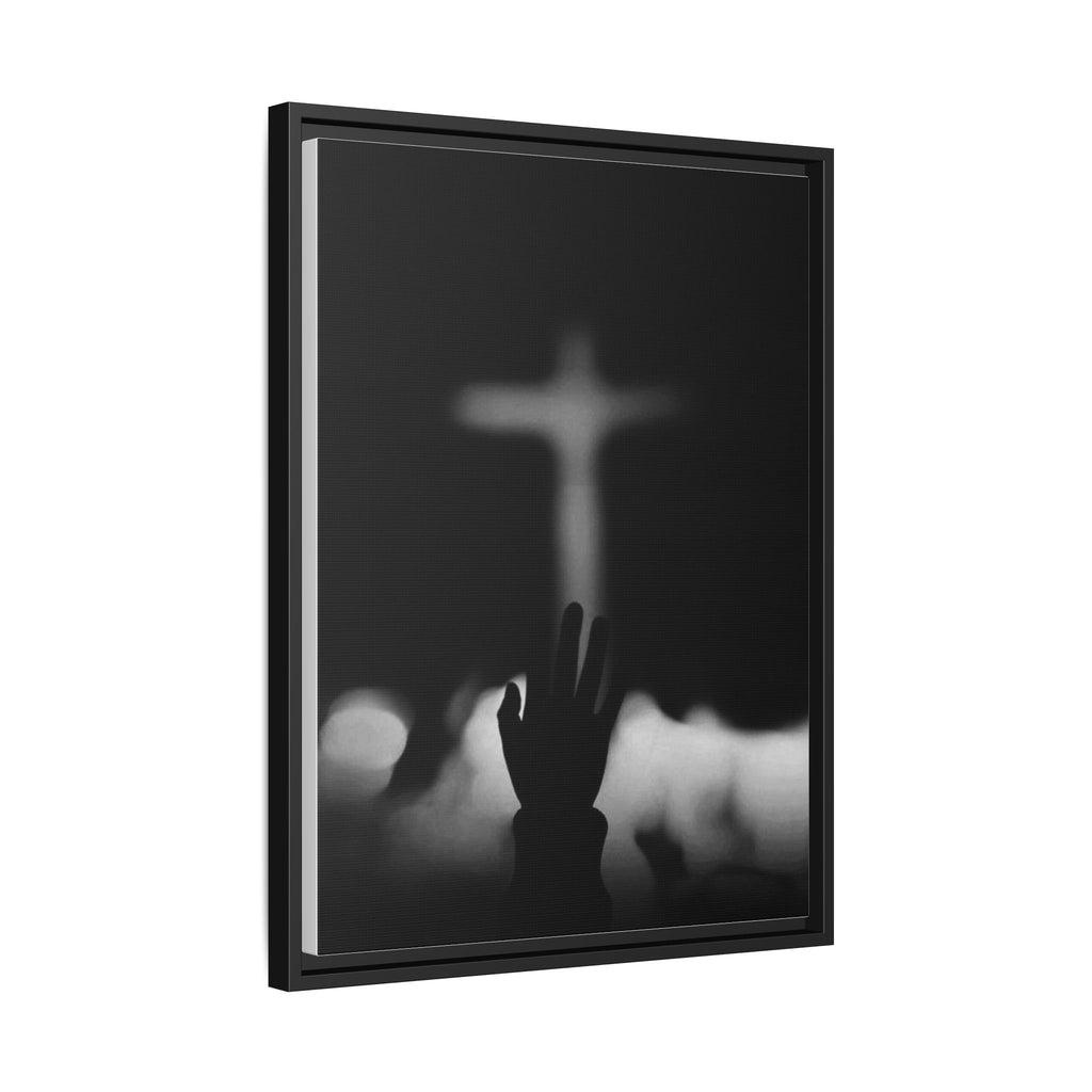 Framed Matte Canvas - Worship Silhouette Cross Wall Art