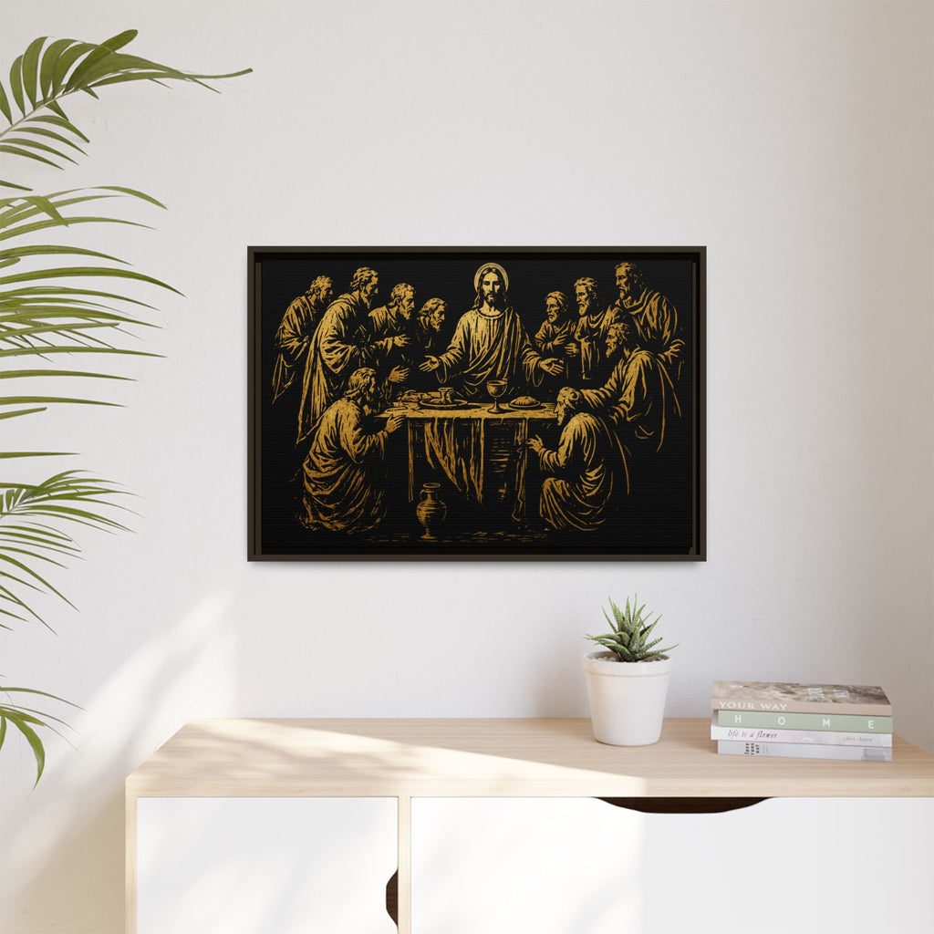 Framed Matte Canvas - The Last Supper Gold Illustration